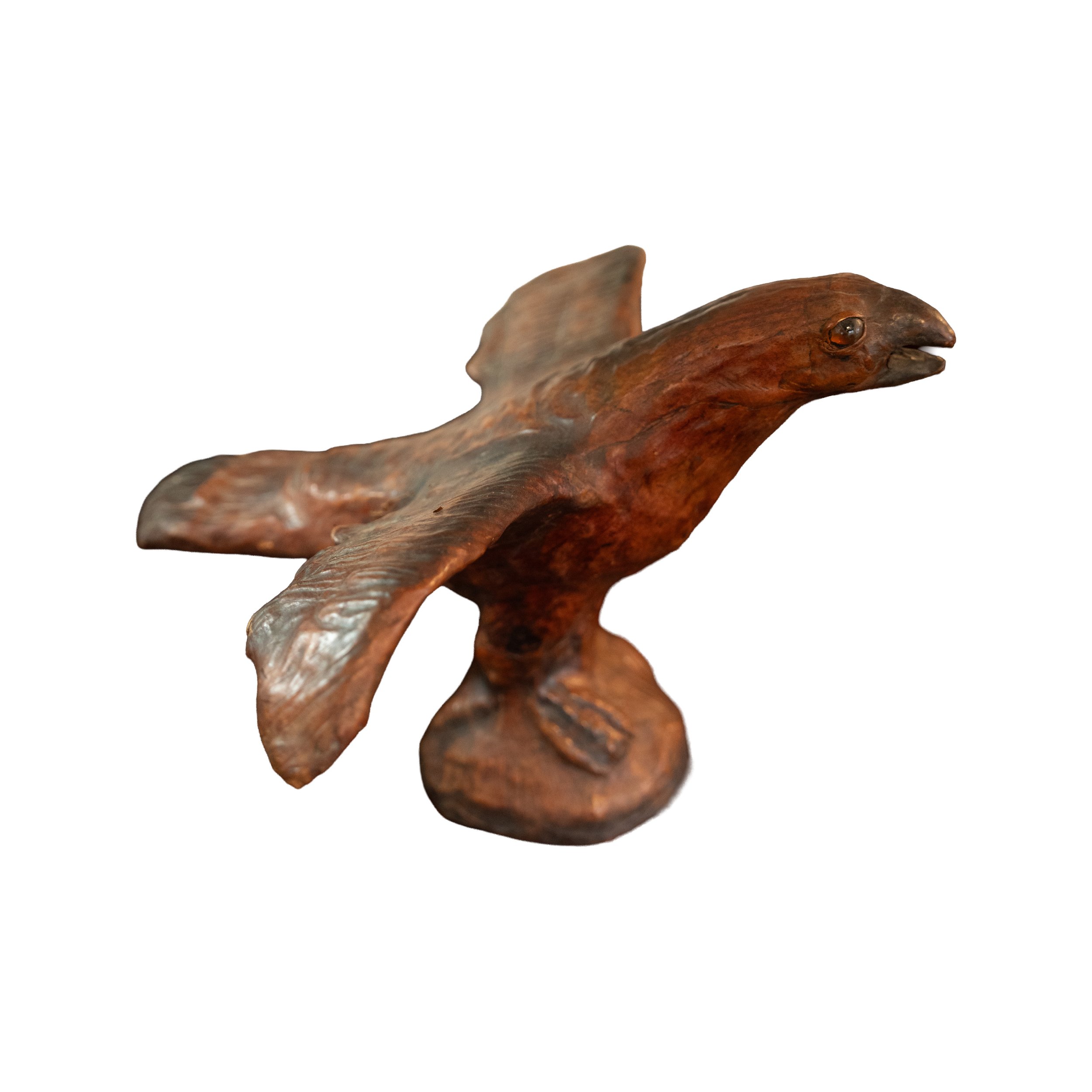 Antique Leather Eagle Sculpture – Late 19th Century Handcrafted Folk Art