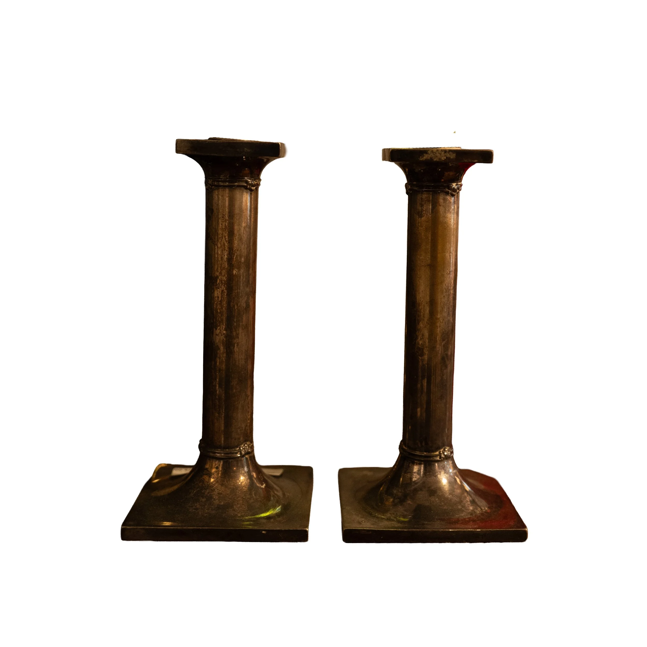 Homan Mfg. Company Candle Stick Holders – Vintage Industrial Metal Pair