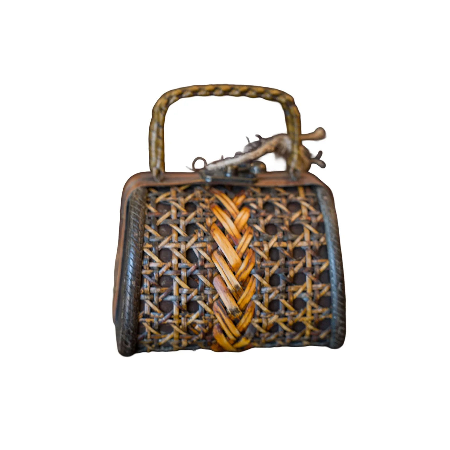 Vintage Oriental Wooden / Bamboo Trinket Box – Tiny Handbag Style