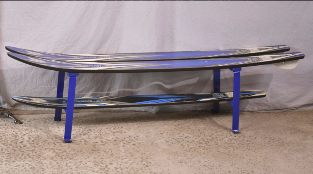 Blue and White Water Ski Bench - Folk Art