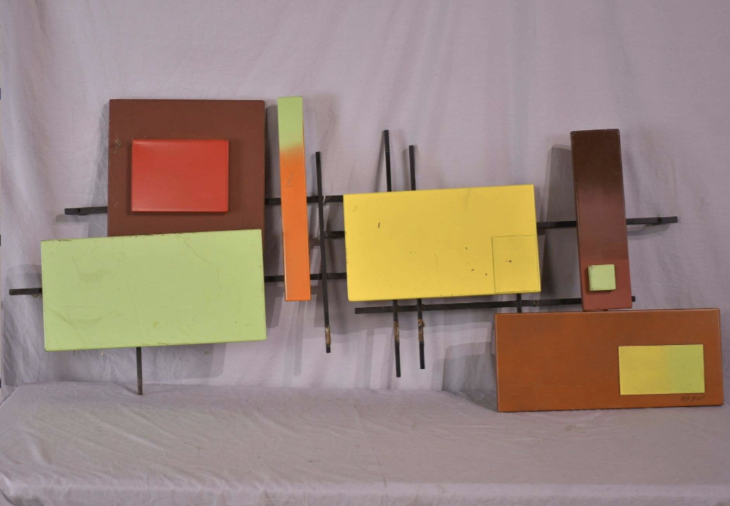Mid- Century Style Wall Art (Iron Frame w/ Plywood Backing