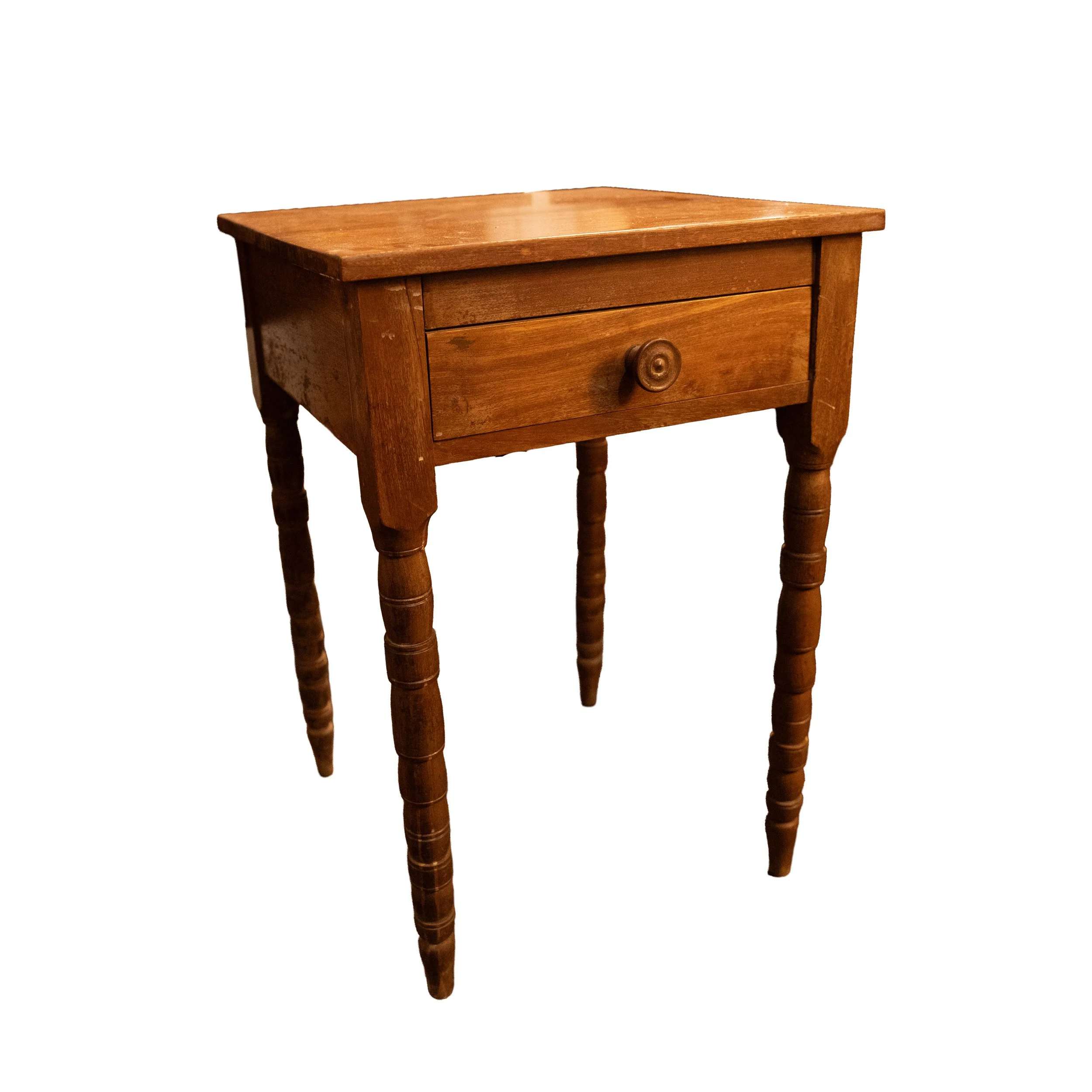 Wooden Side Table with Single Drawer – Ca 1850