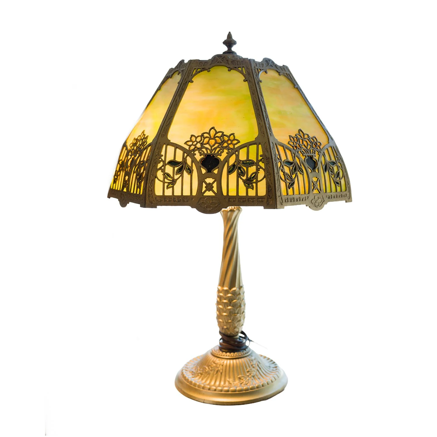 Antique Arts & Crafts Slag Glass Lamp – Circa 1900