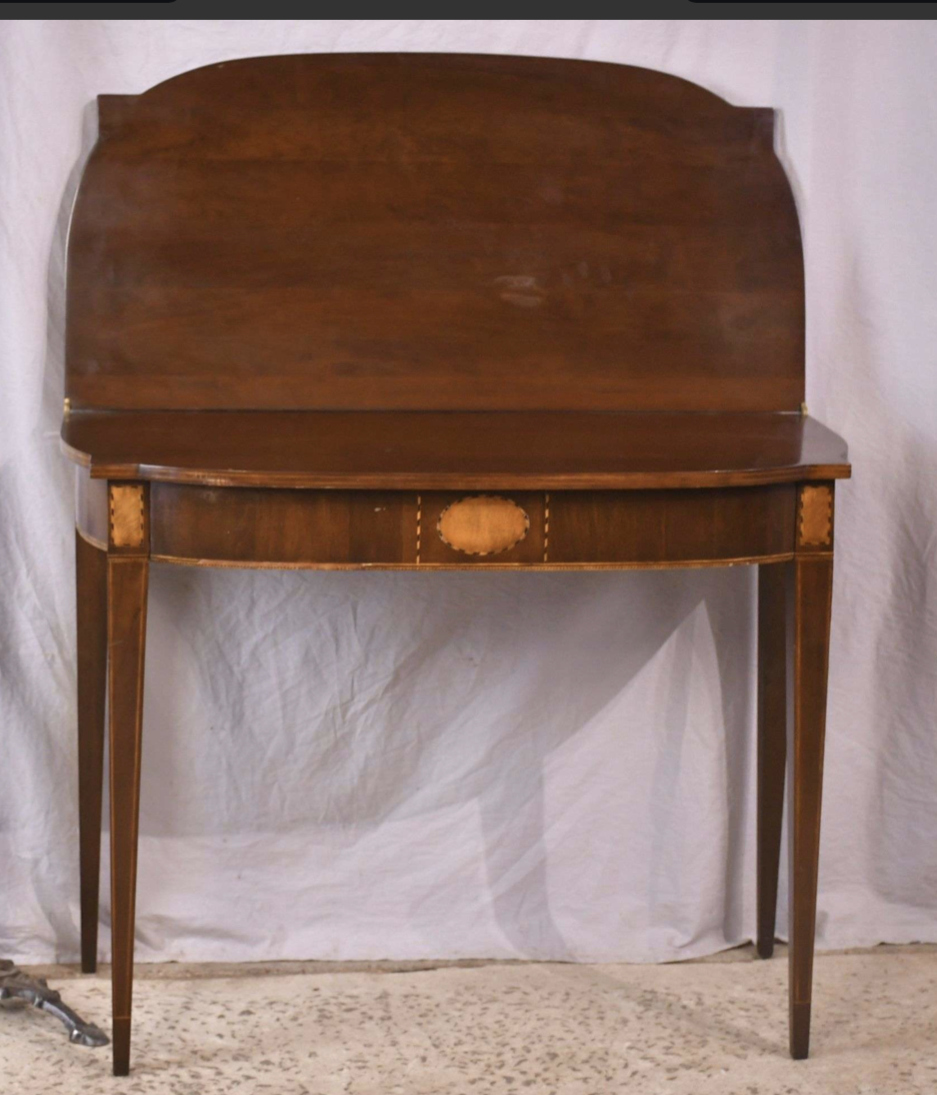 Inlaid Mahogany Flip-Top Game Table/Tapered Legs (ca: late 1700's/Early 1800's - 36 x 17.25 x 29