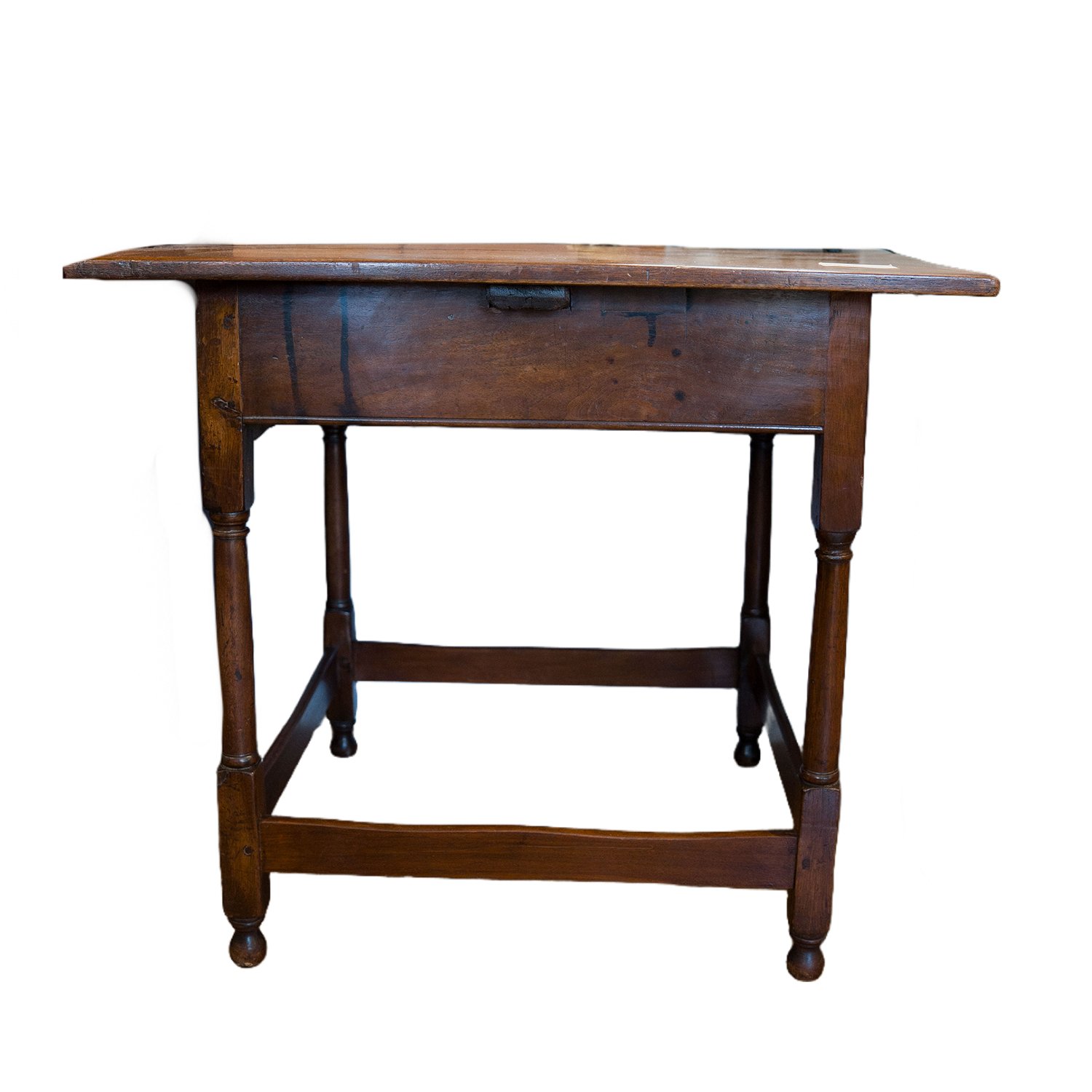 17th/18th Century Walnut Single Drawer Table with Stretcher Base