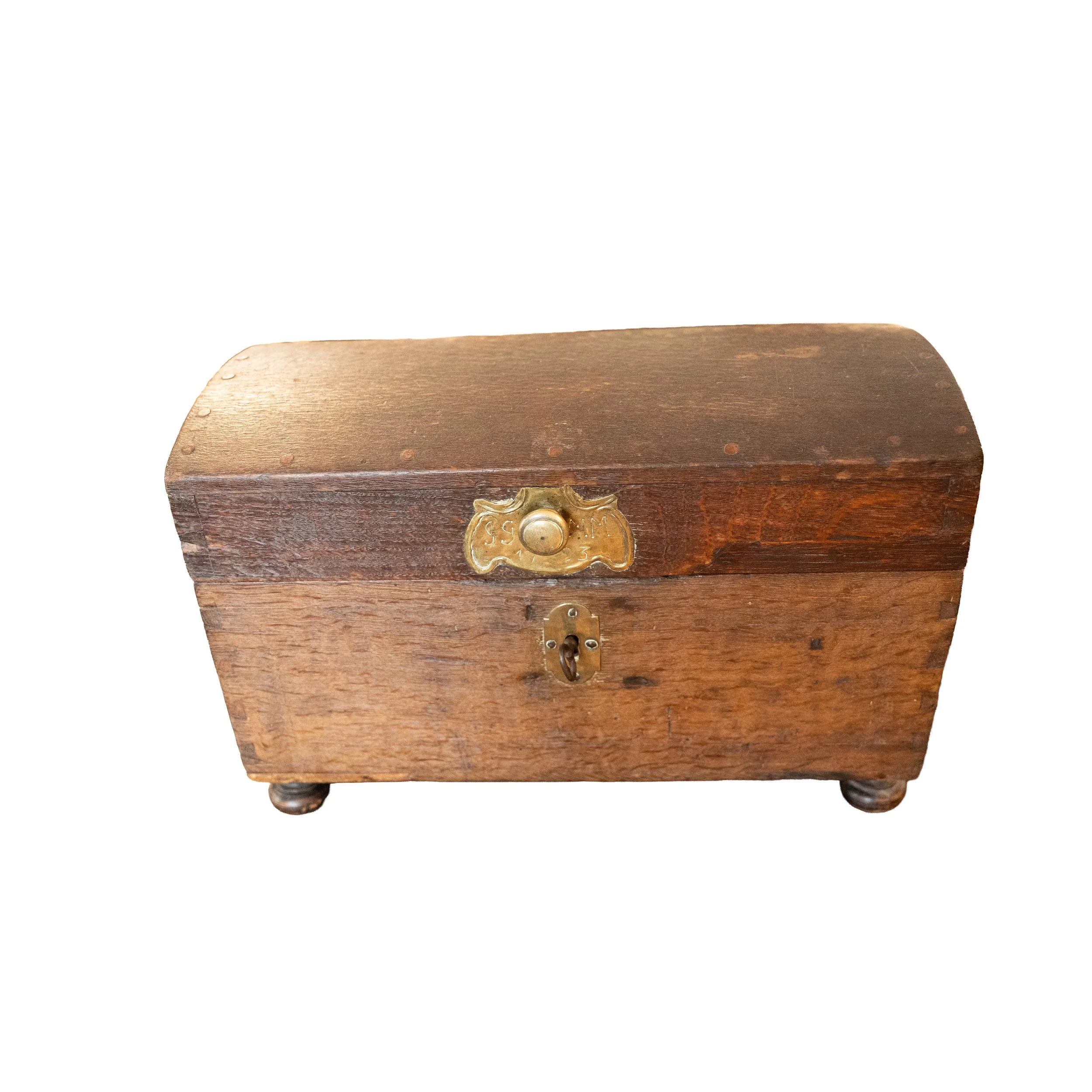Antique Oak Dovetail Valuables Trunk / Tea Caddy – Circa 1793