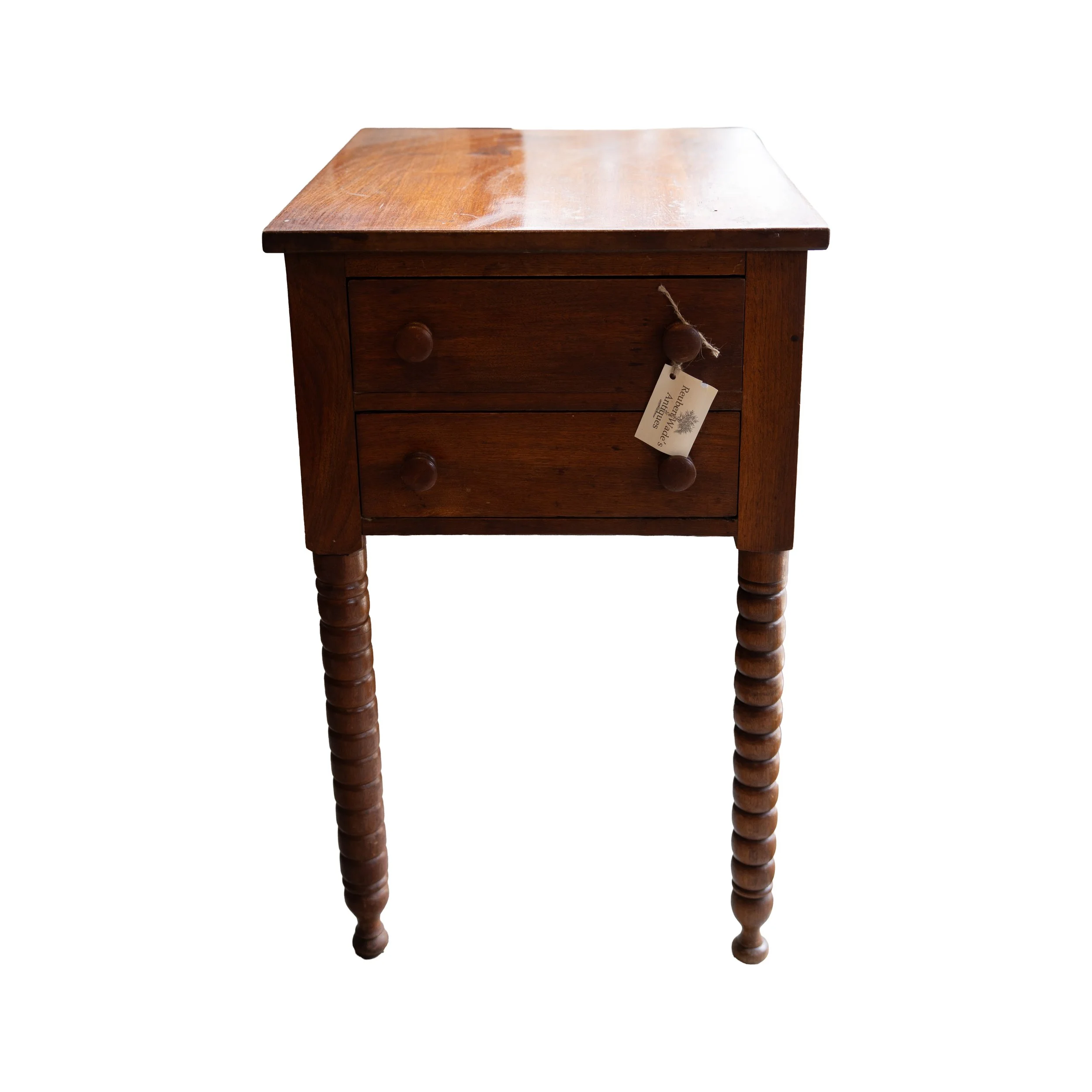Two-Drawer Wooden Side Table – Circa 1850