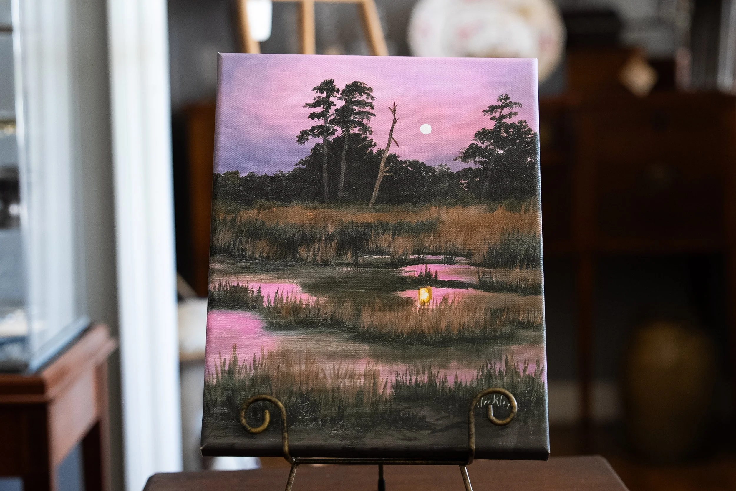 “Serenity” Pink Sky/Swamp by Patt Kleckley – Original Painting
