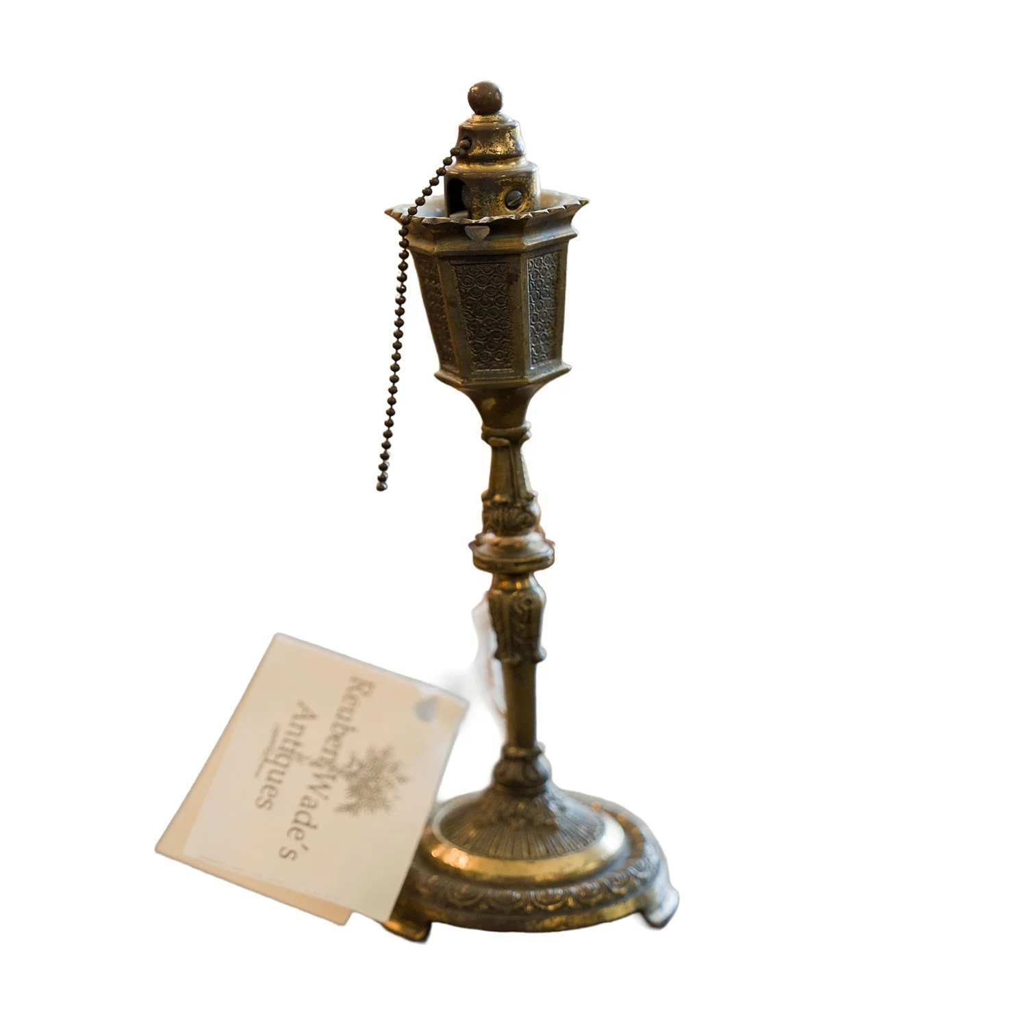 Antique Table Lighter – Ornate Gilded Bronze Lamp Post Design