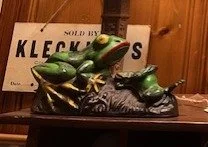 Two Frogs Cast Iron Mechanical Bank "The Bullfrog Bank" by J&E Stevens Co. Ca 1880