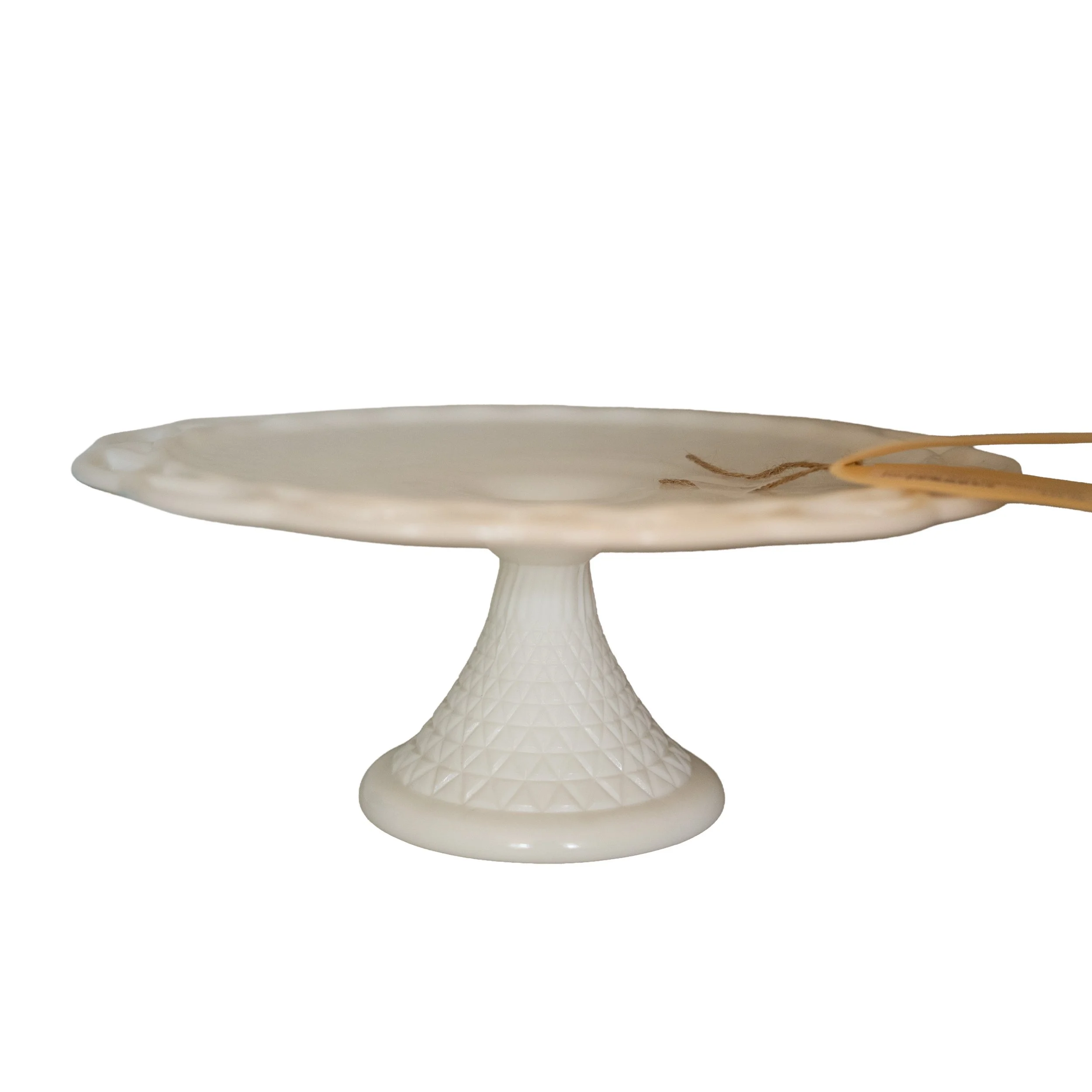 Mid-Century White Milk Glass Pedestal Cake Stand – Vintage Dessert Plate