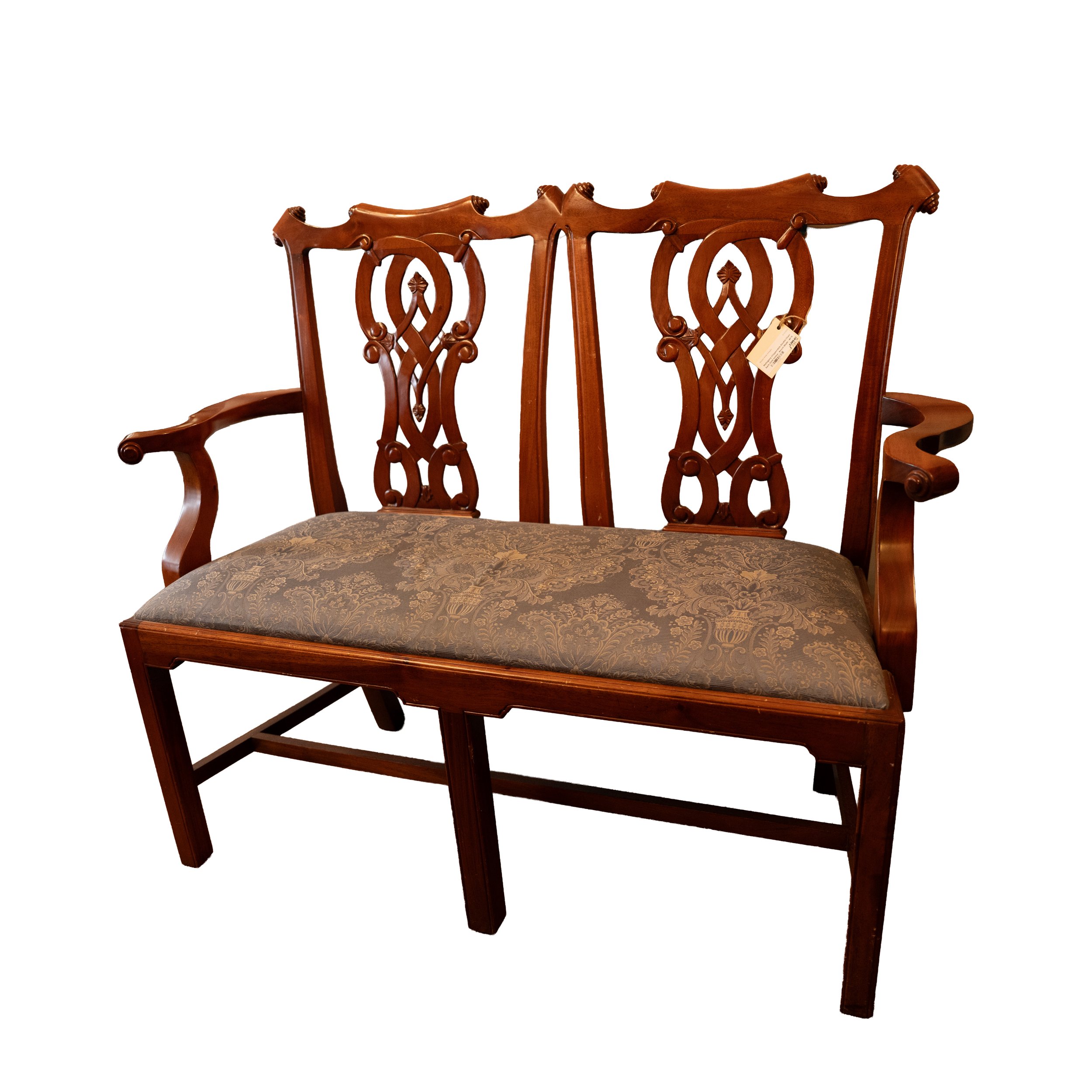 Antique Mahogany Chippendale Double Chair-Back Settee – Handcrafted Bench