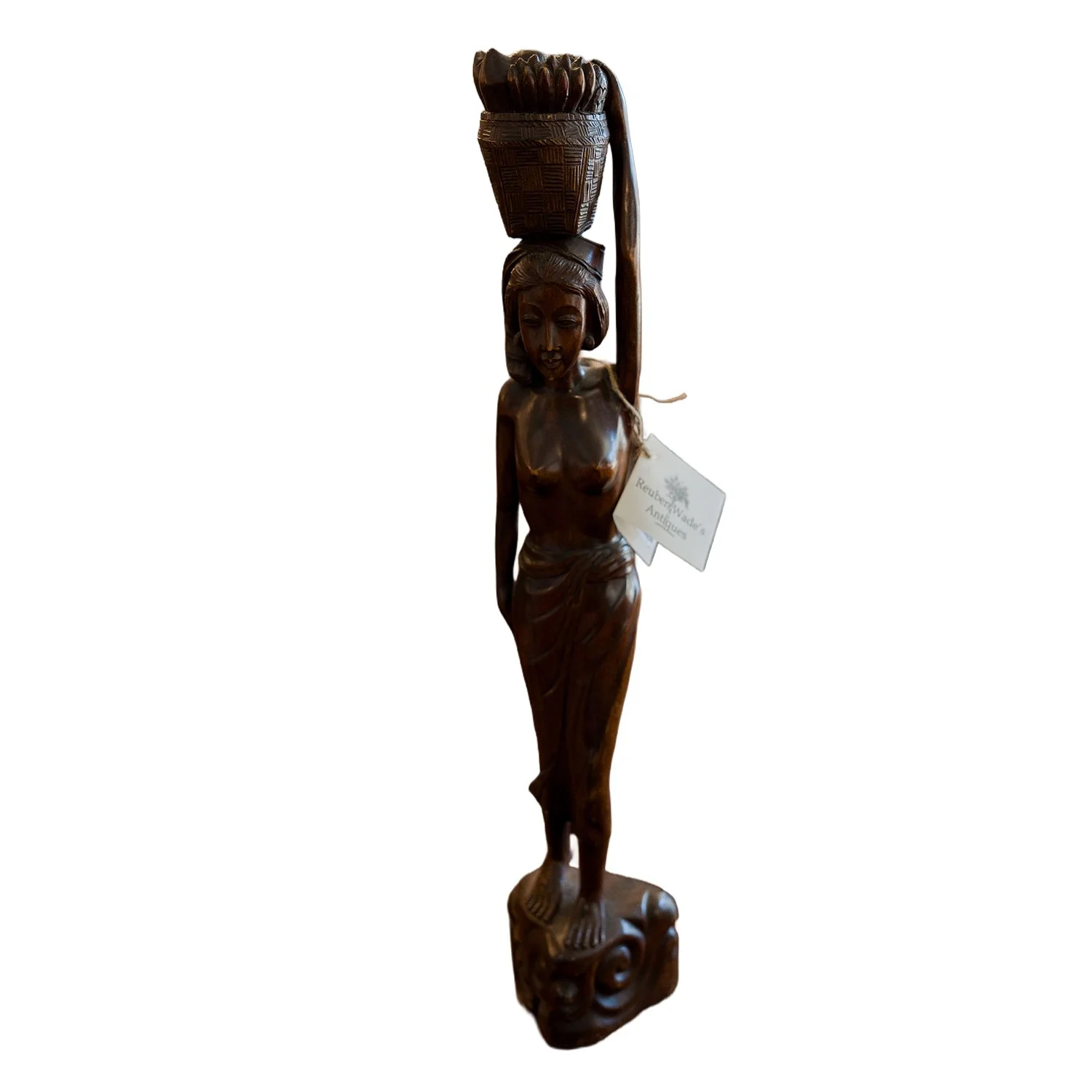 Antique Bali Woman Wood Sculpture
