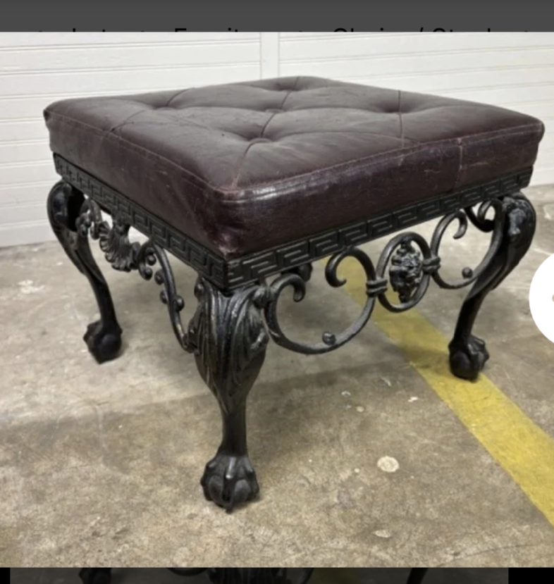 Vintage Wrought Iron Claw-Foot Footstool – Antique Accent Stool