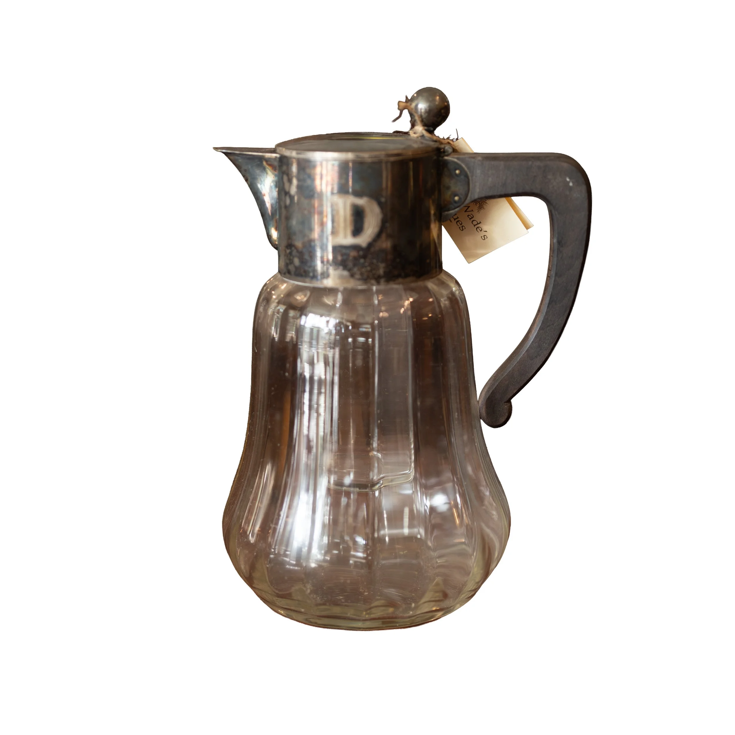 Vintage German Glass & Silver-Plated Pitcher with Cooling Tube – Rare Collectible