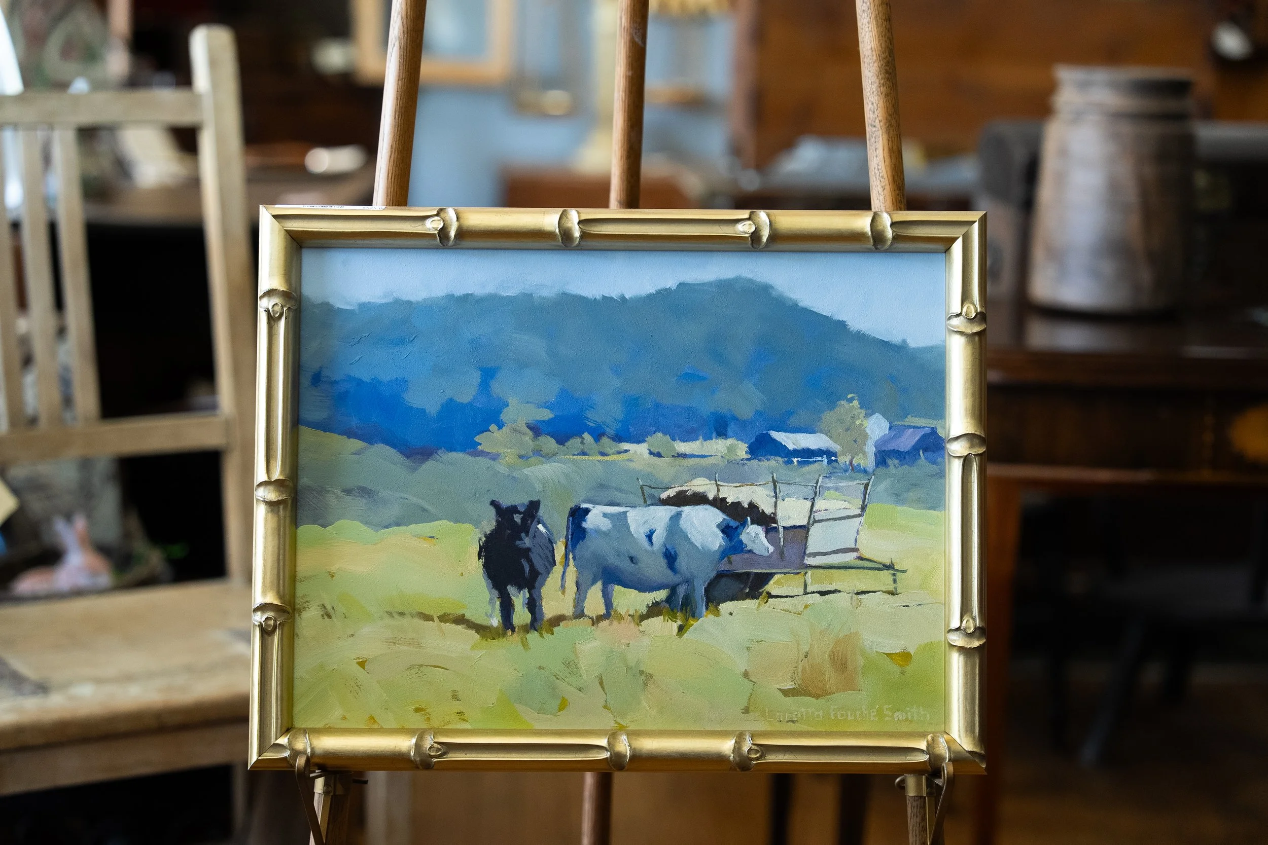 “Cows at Pasture” Oil Painting by Loretta Fouche Smith – Original Artwork