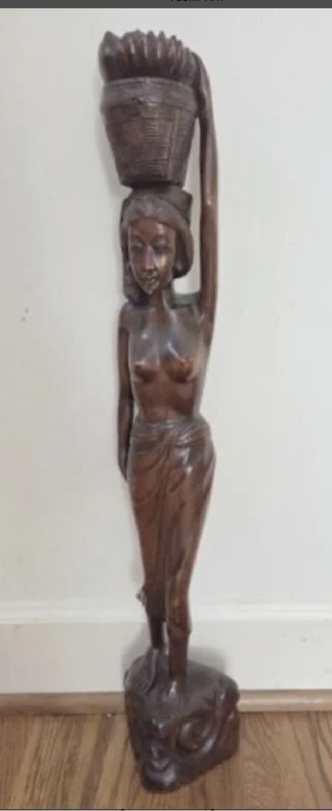 Antique Bali Woman Wood Sculpture