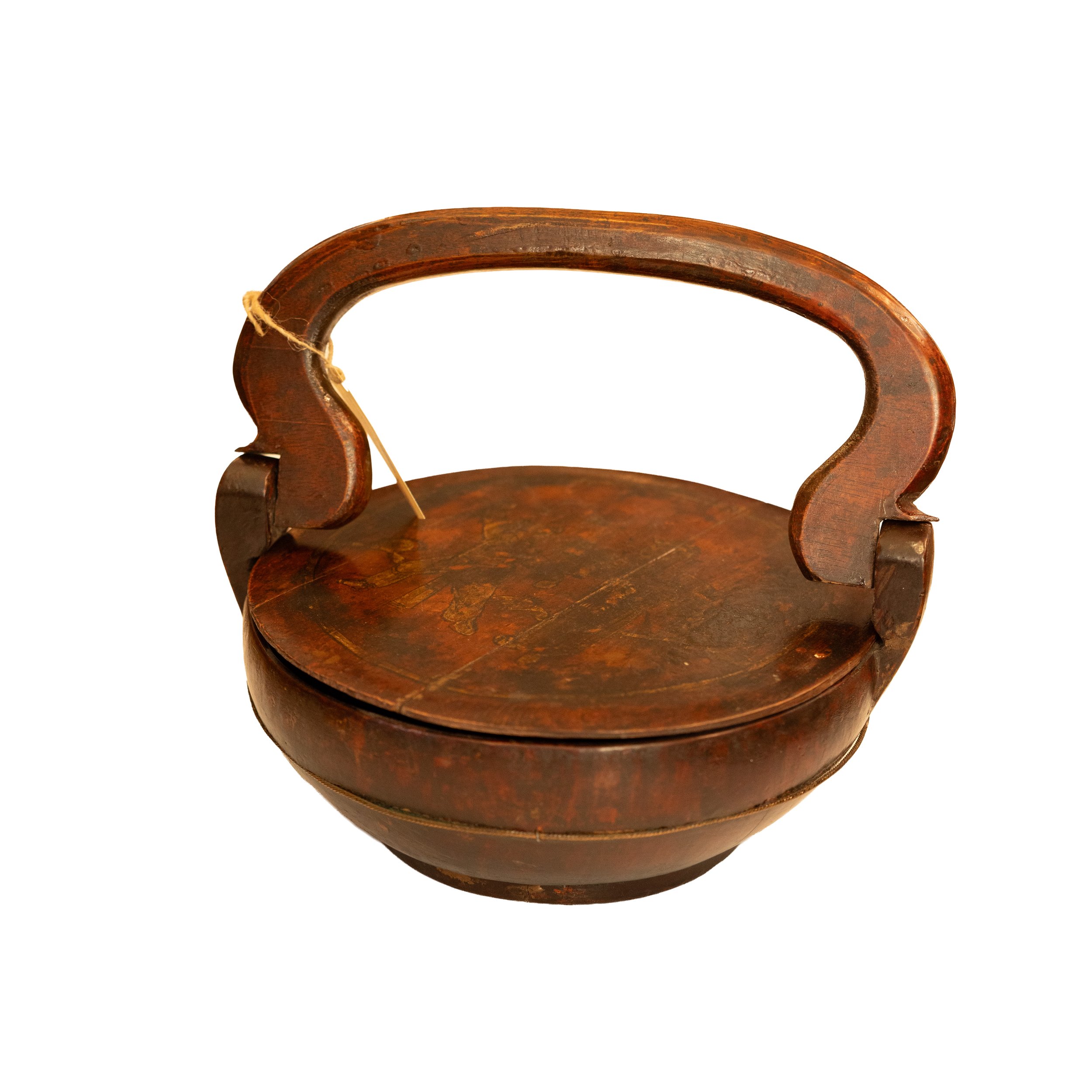 Antique Chinese Hand-Painted Wedding Basket