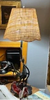 Hand Crafted Copper Sculpture Lamp - "Gamecock Crowing"   The Lamp was in the home of the McKissick Family of SC/University of South Carolina