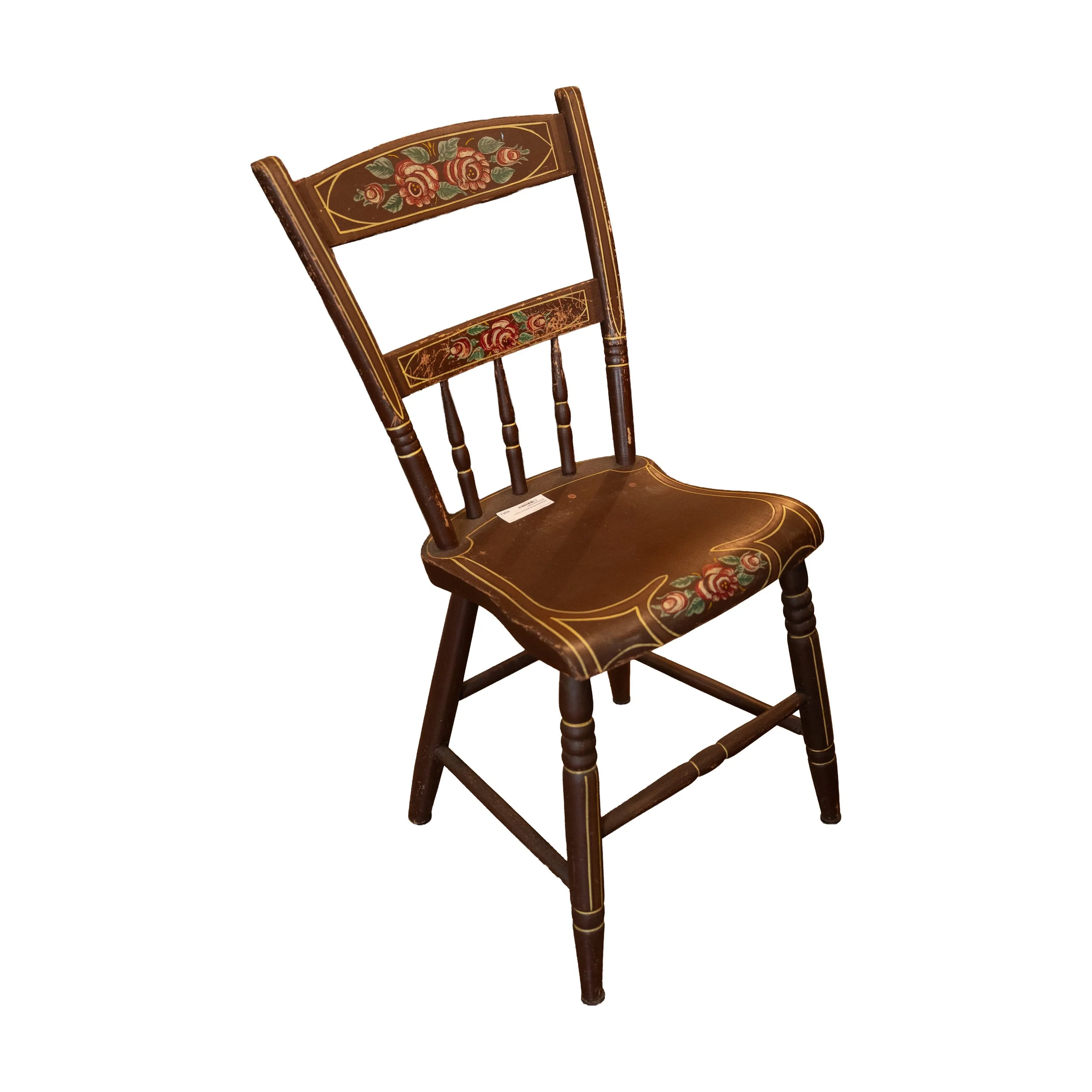 Set of 6 Painted Plank-Back Chairs – Hitchcock Style Antique Dining Chairs
