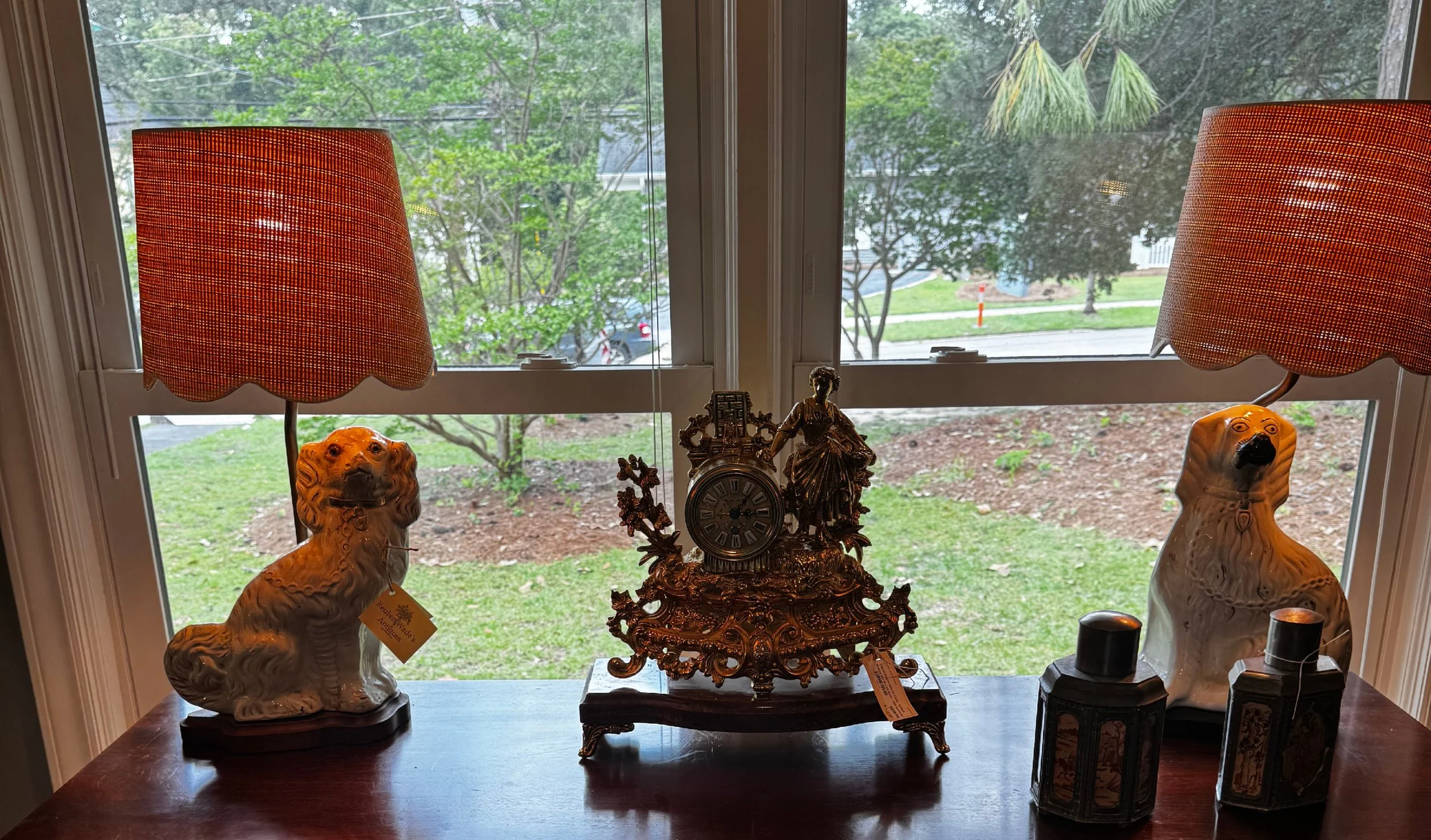 Pair of Staffordshire Dog Lamps early 1900a