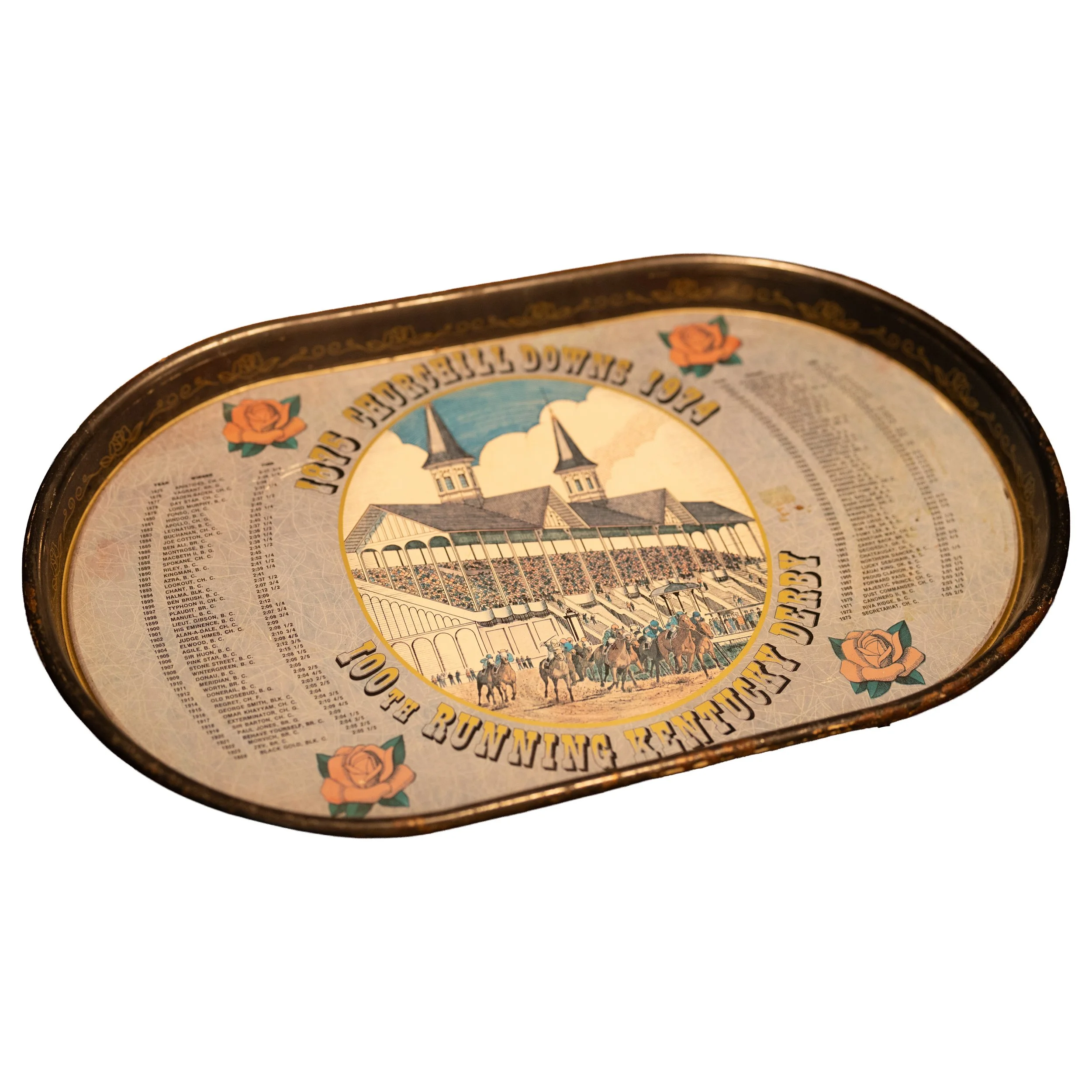 1974 100th Kentucky Derby Commemorative Metal Tray – Vintage Collectible