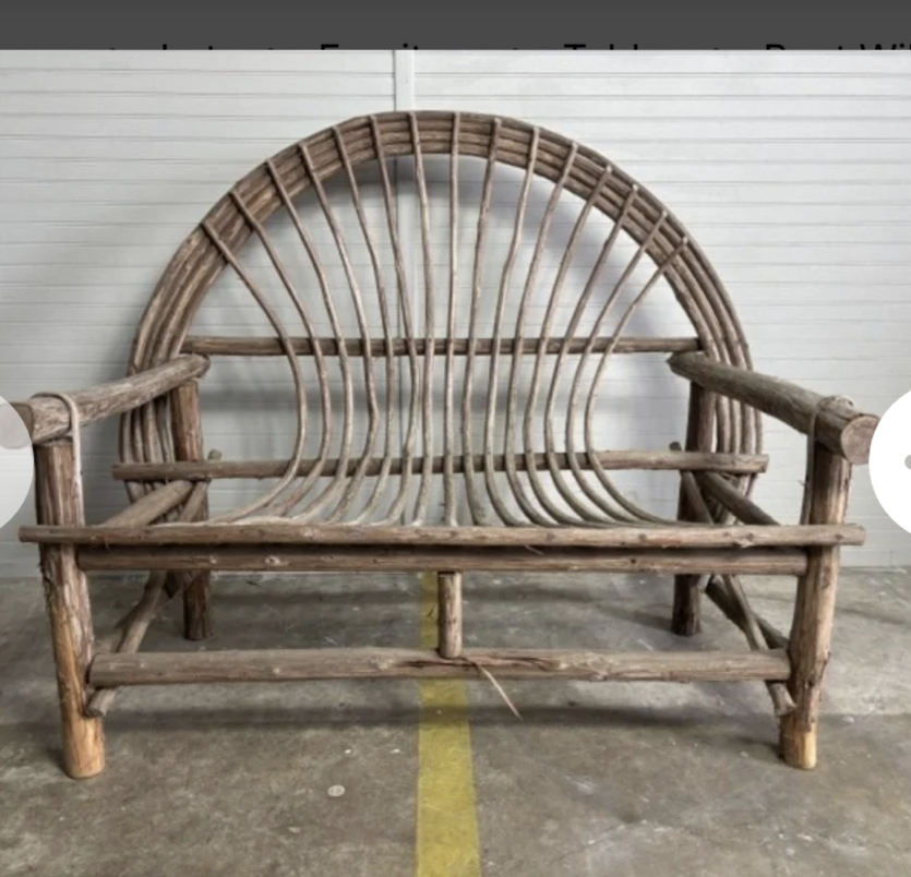 Bent Willow Folk Art Settee & Table or Footstool