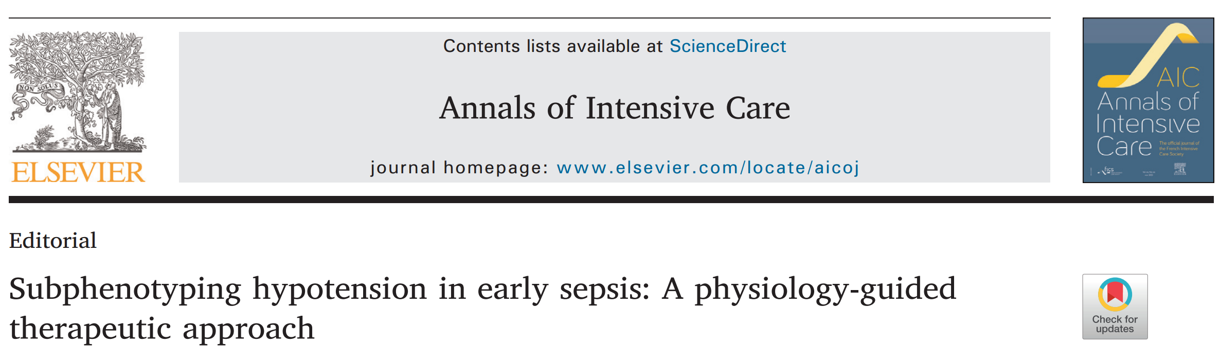 Subphenotyping hypotension in early sepsis : a physiology-guided therapeutic approach