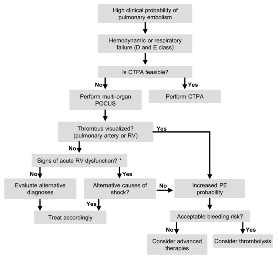 Point-of-care ultrasound in hemodynamically unstable pulmonary embolism