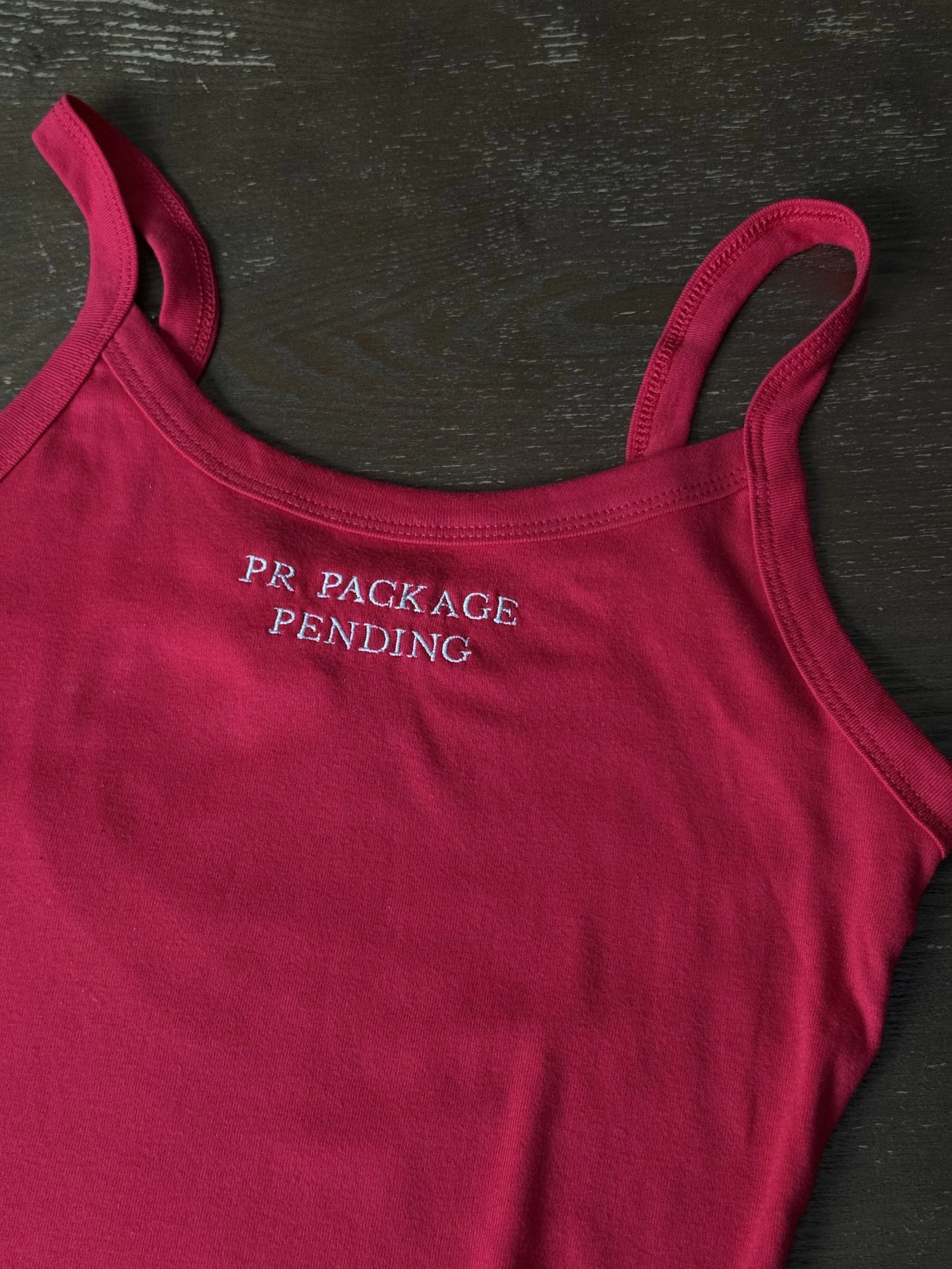 Custom Serif Cropped Red Tank
