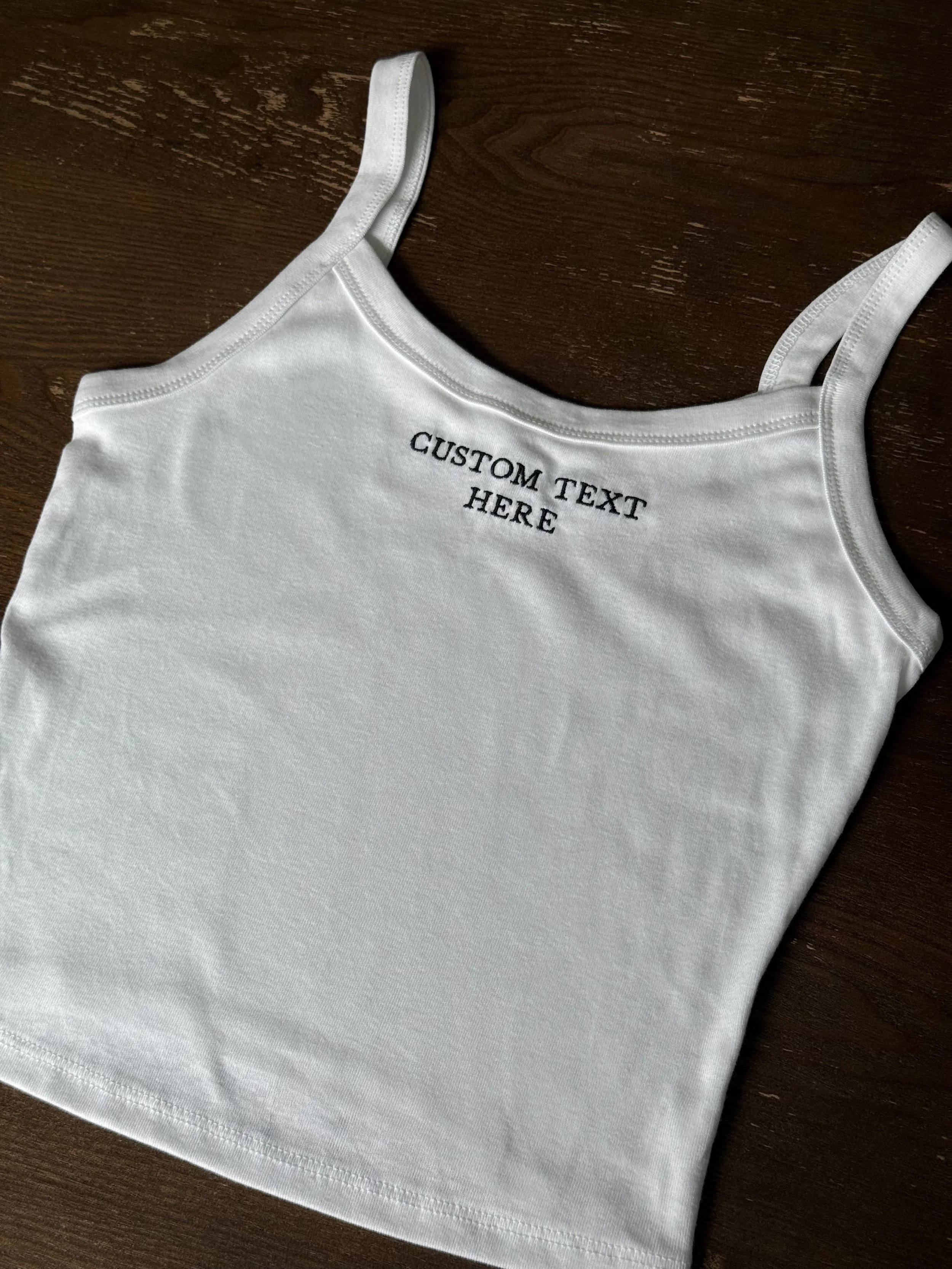 Custom Serif Cropped White Tank