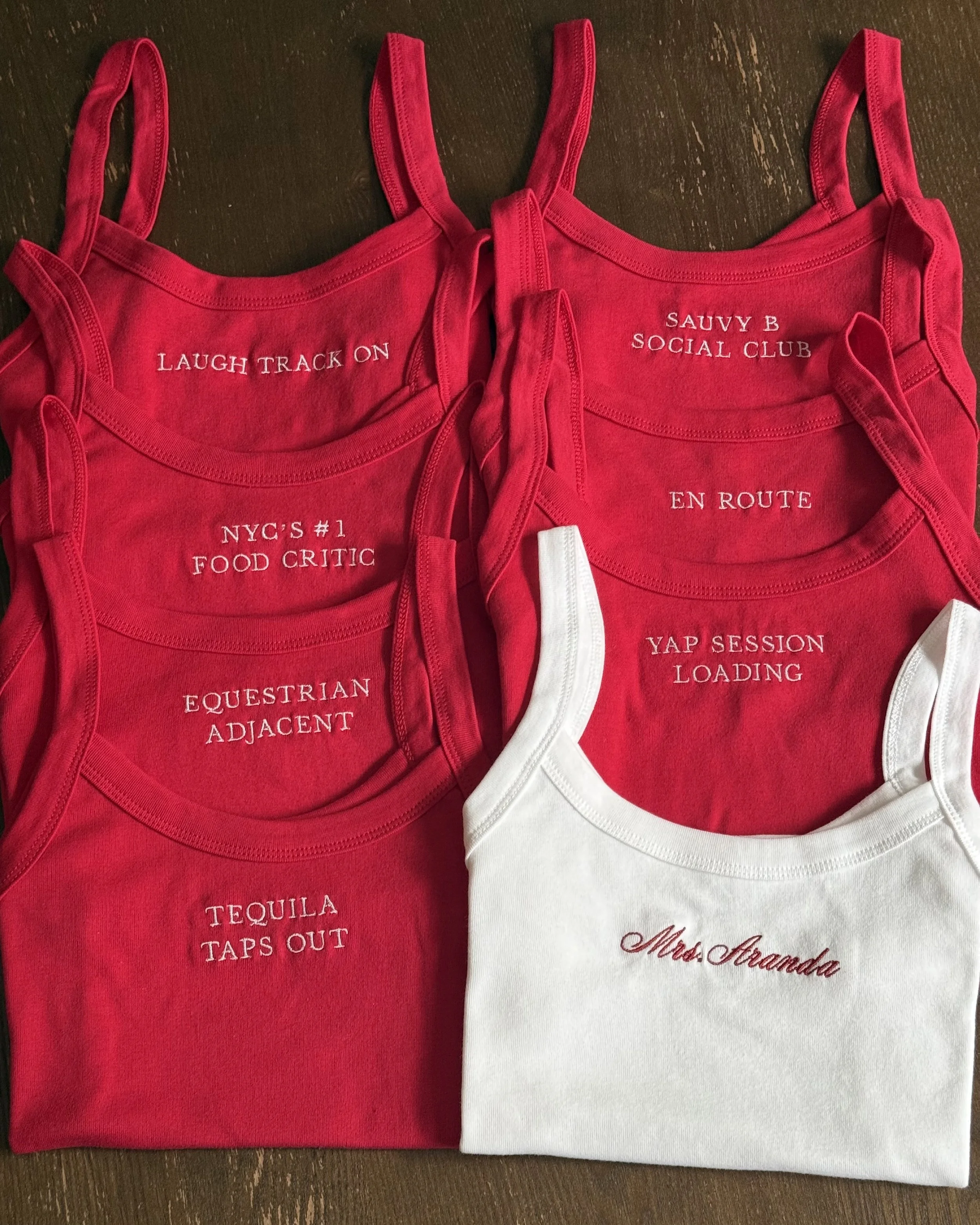 Custom Serif Cropped Red Tank
