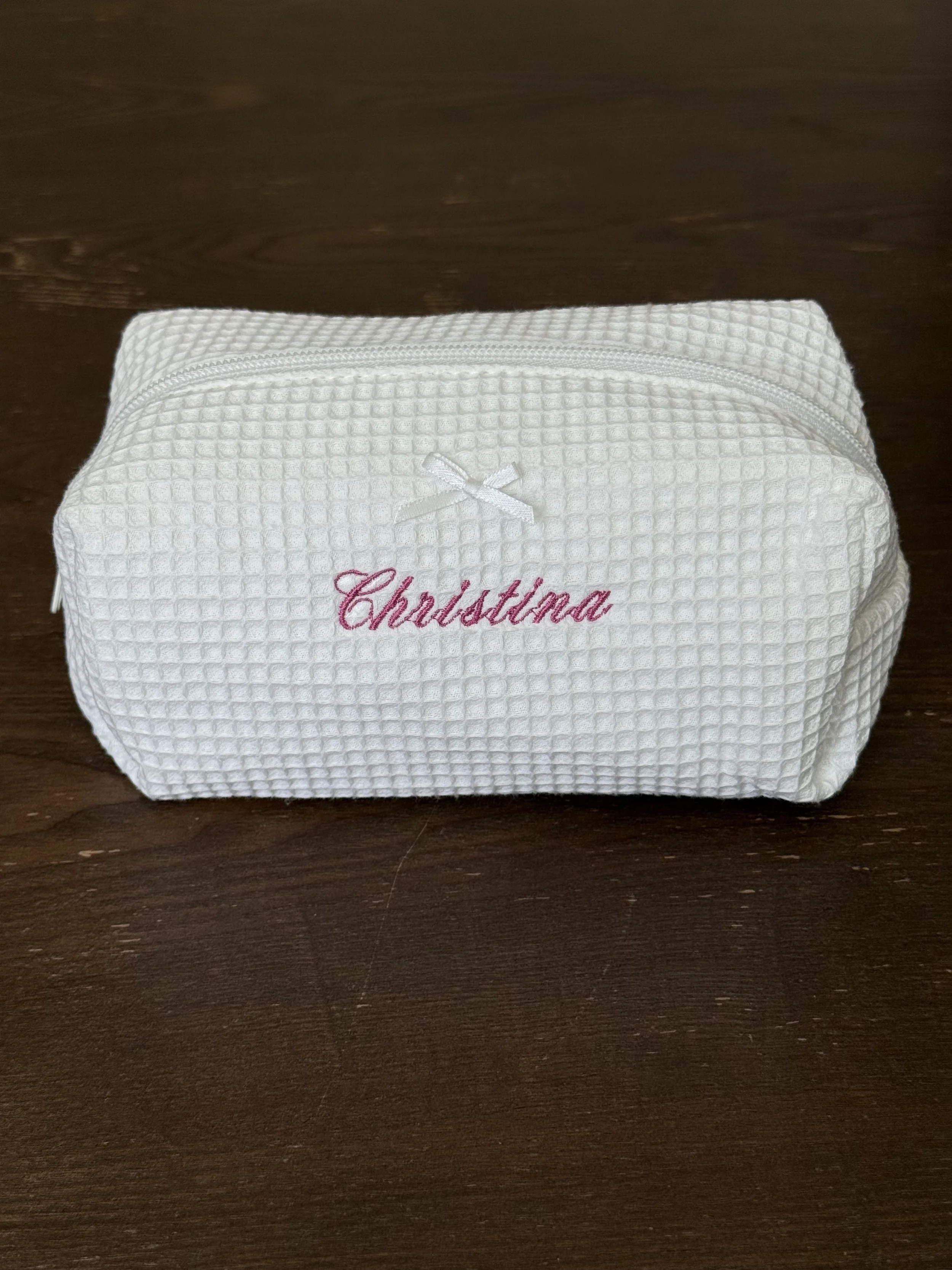 Custom Name Waffle Makeup Bag