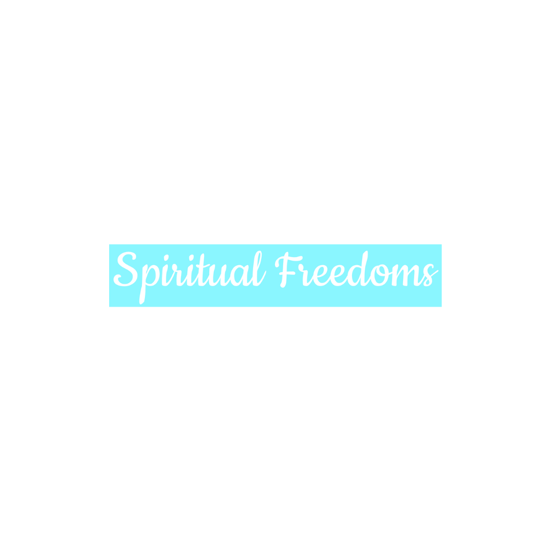 Text with the words "Spiritual Freedoms" on a light blue background. Brooke Abel, Montempe, Branding Studio, Brand strategy and development, Digital marketing, Women-led businesses, Brand development, Storytelling copywriting, Social media marketing