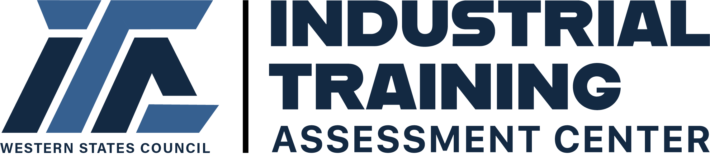 Logo of Western States Council Industrial Training Assessment Center with blue geometric symbols and text.