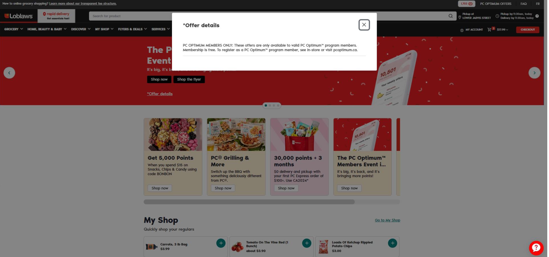 Creative use of a specialized offer details component to keep creative succinct whilst still offering customers the appropriate information for a great shopping experience.