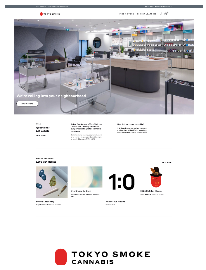 Tokyosmoke homepage with blog posts positioned front and center