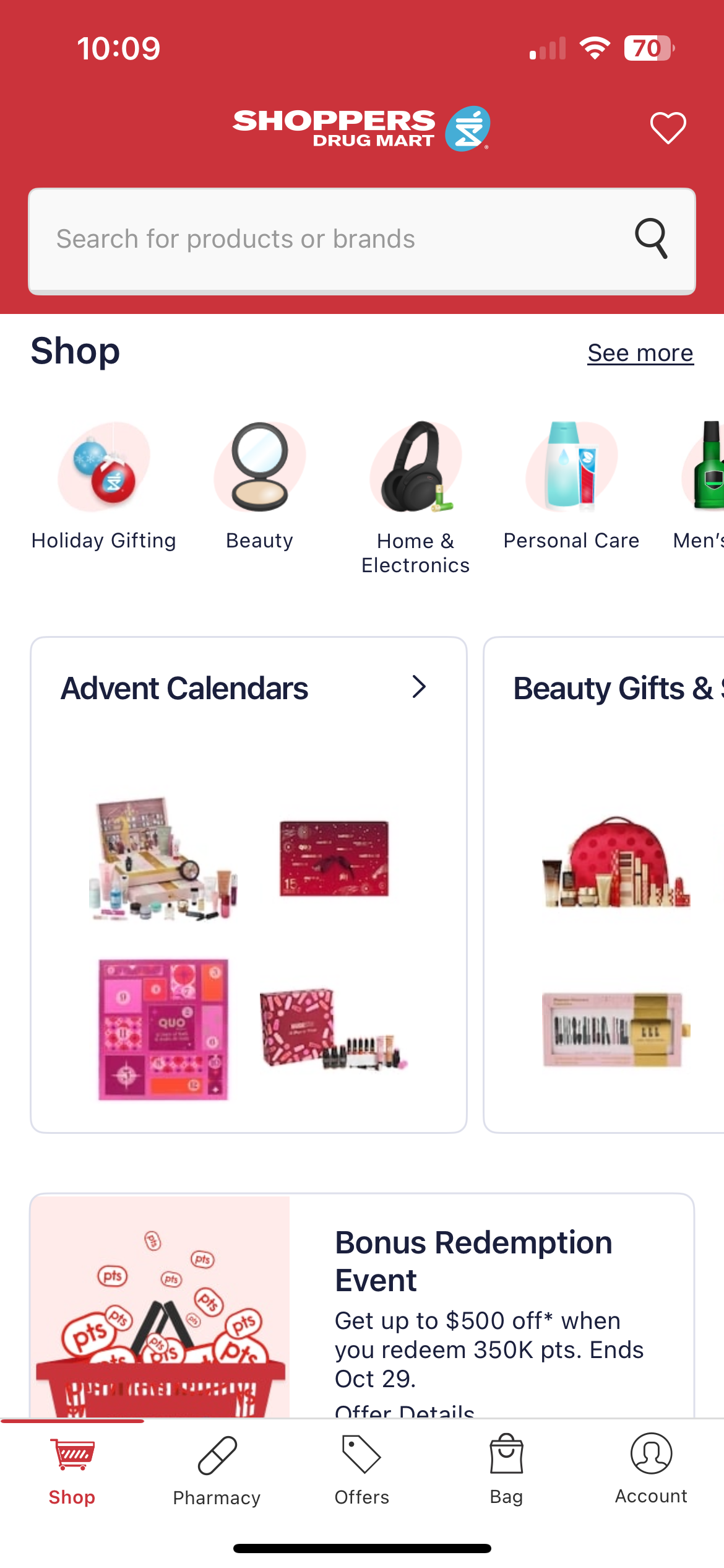 Helios components on the Shoppers Drug Mart app. My team manages all updates to this app homepage.