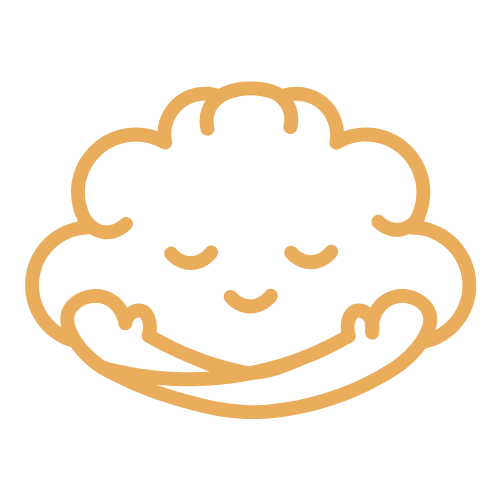 Cartoon illustration of a smiling, happy brain.