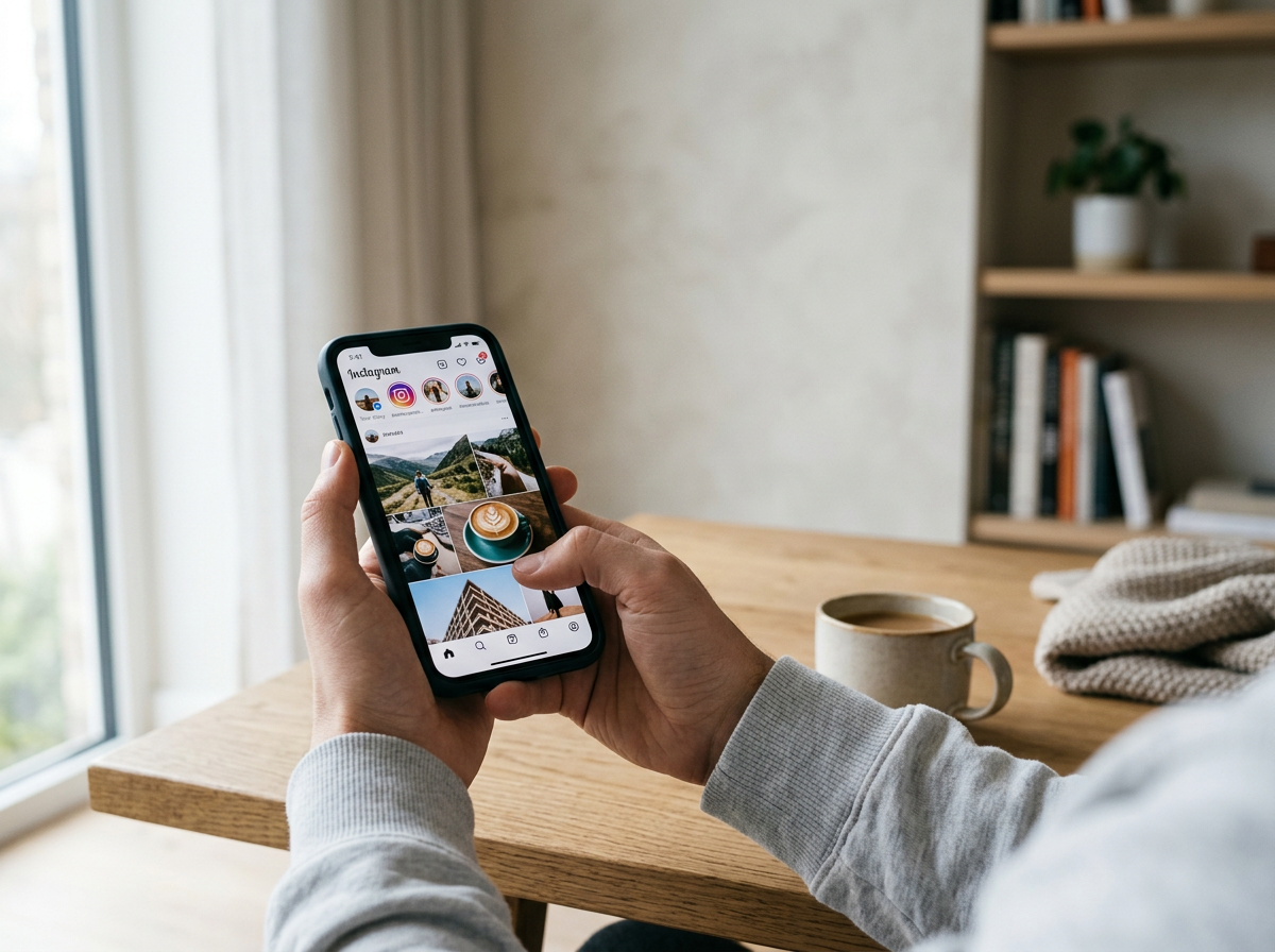 A mobile phone opened to the Instagram App