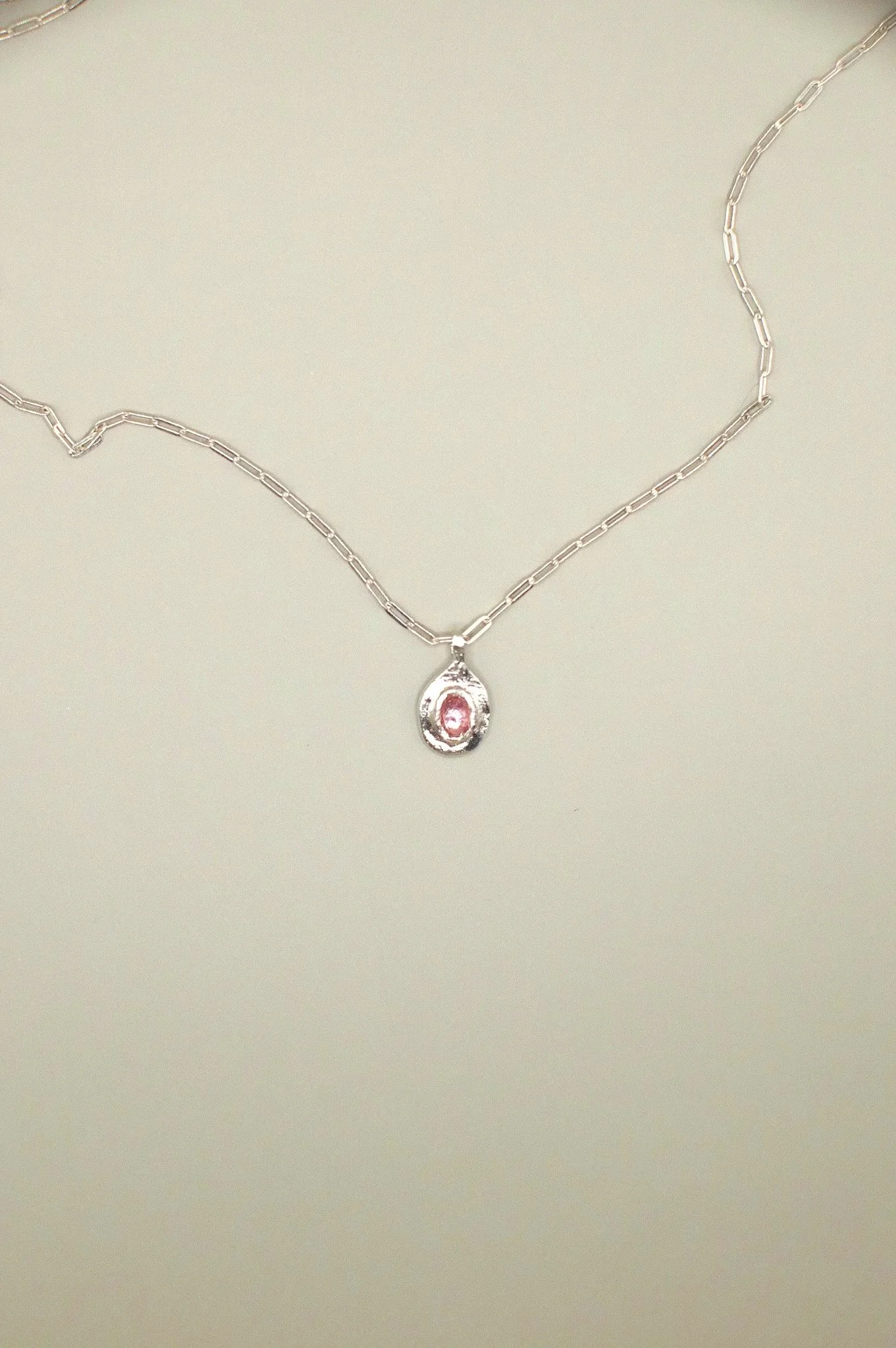 Pink Tourmaline Drop Pendant