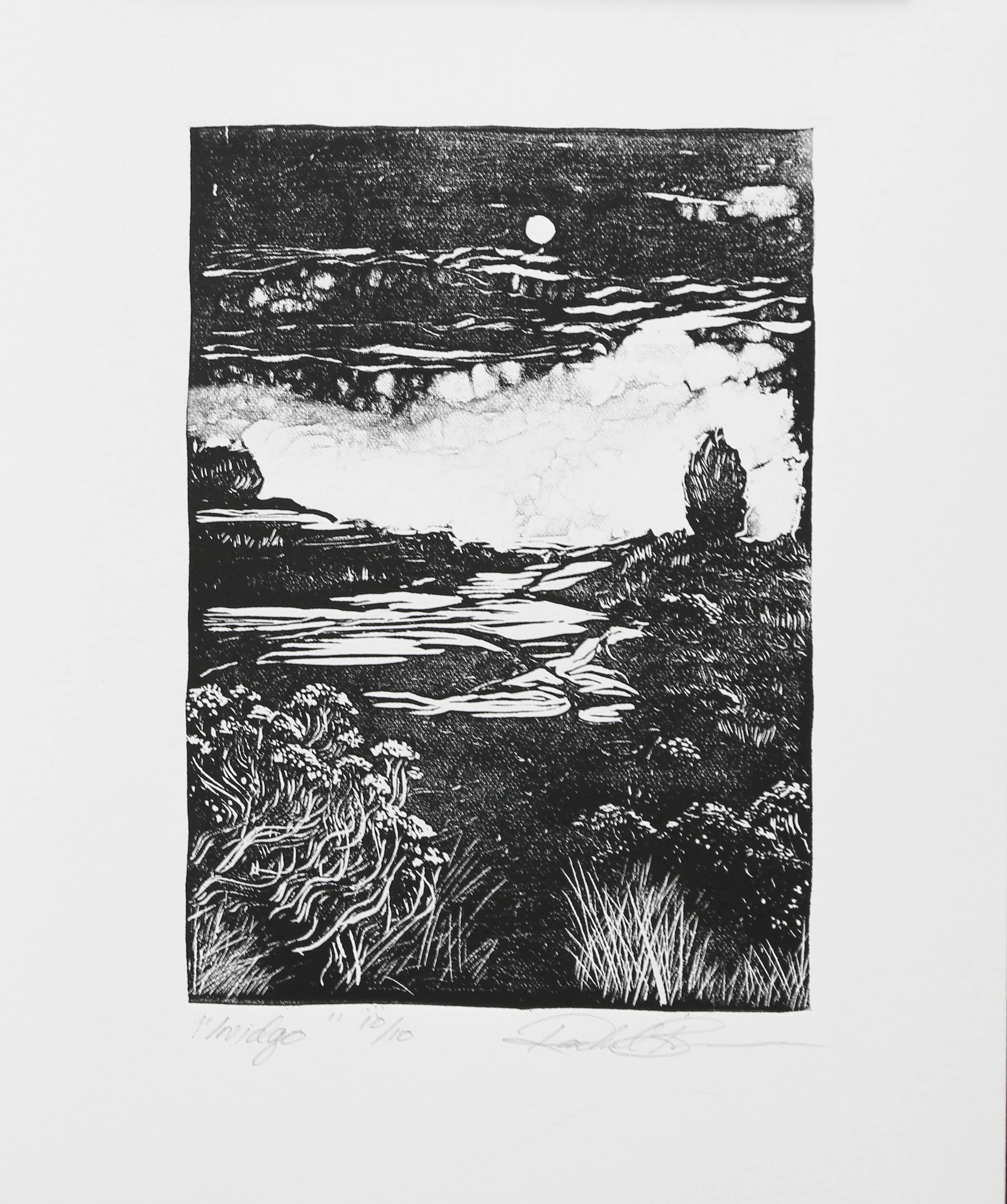 "Indigo", Rachel Brown, 2025, Relief Print, 8"x10"