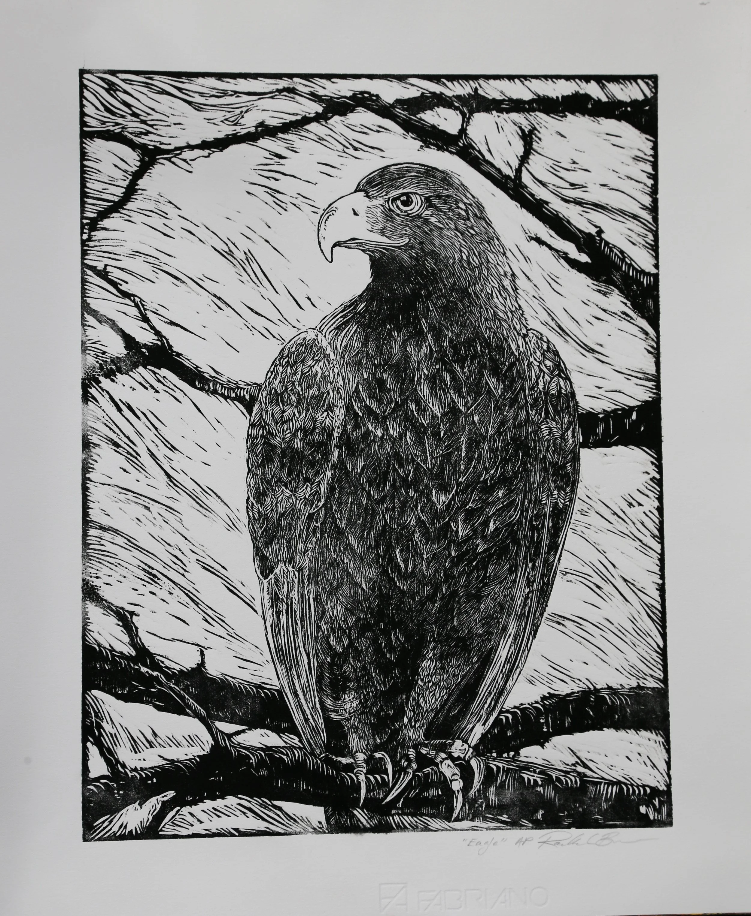 "Golden Eagle", Rachel Brown, 2023, Relief Print, 20"x24"