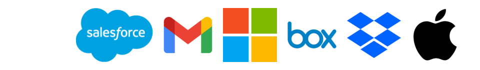 Foto de íconos de salesforce, gmail, microsoft, box, dropbox y apple