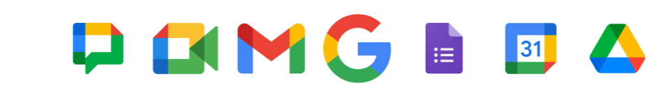 Foto de íconos de chat, meet, calendar, gmail, form y drive