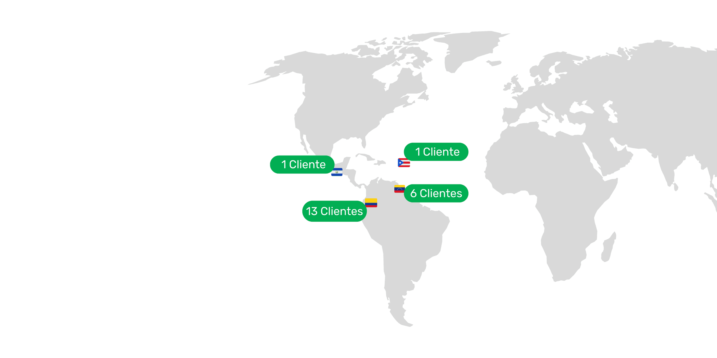 Banner claro del mapa mundial con la cobertura de clientes de VCE
