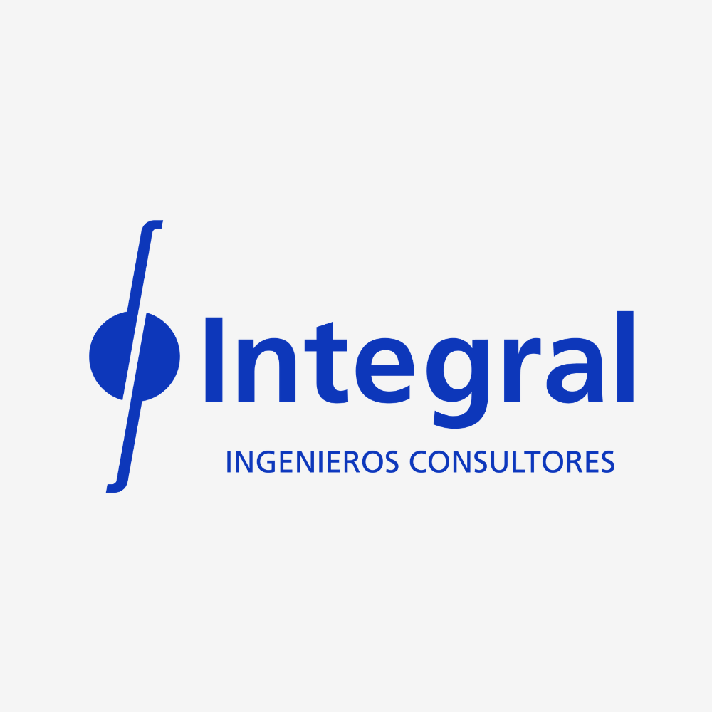 Logotipo azul con texto 'Integral Ingenieros Consultores' en fondo gris claro.