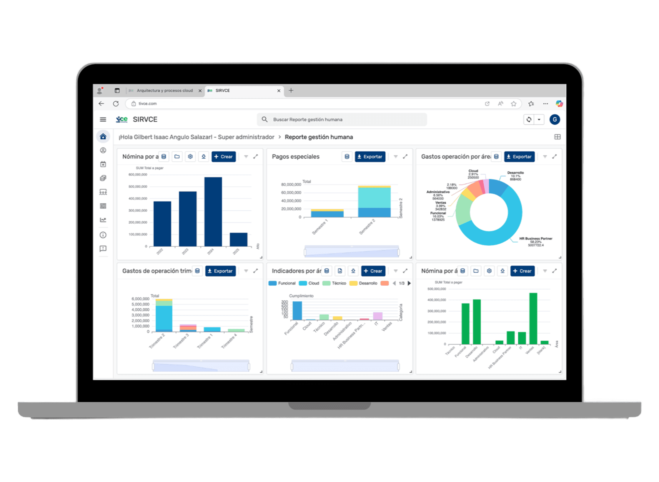 Foto de laptop mostrando el SIRVCE