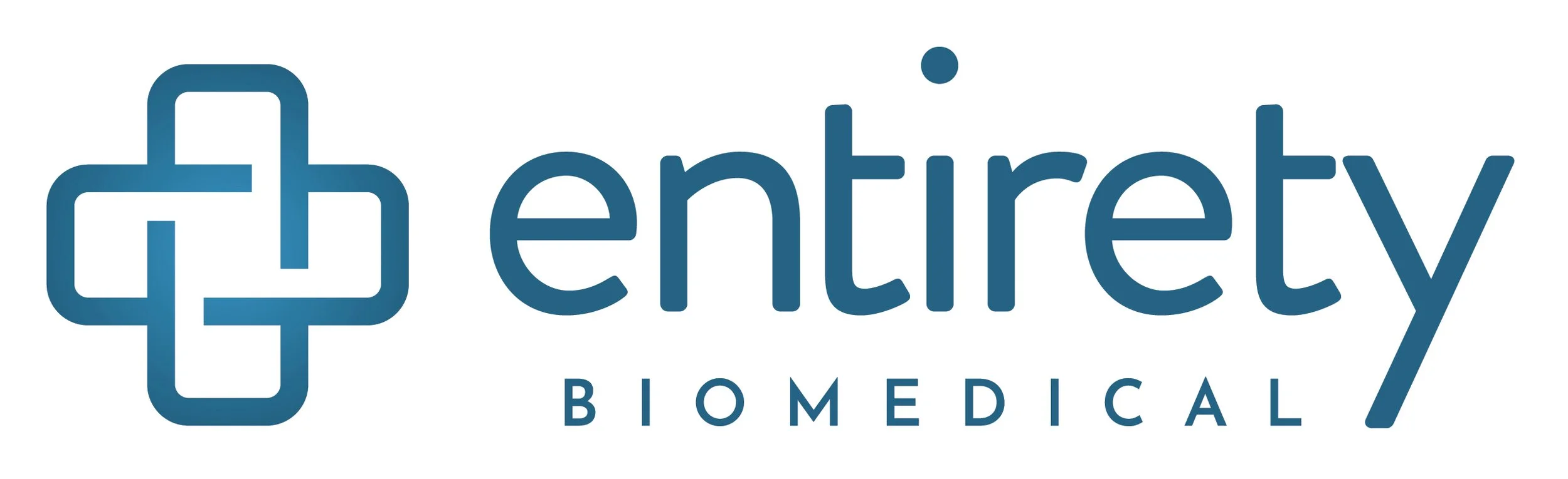 The Entuity Biomedical logo featuring a stylized cross and modern font.