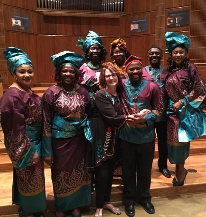 Angie with members of a Cameroon choir